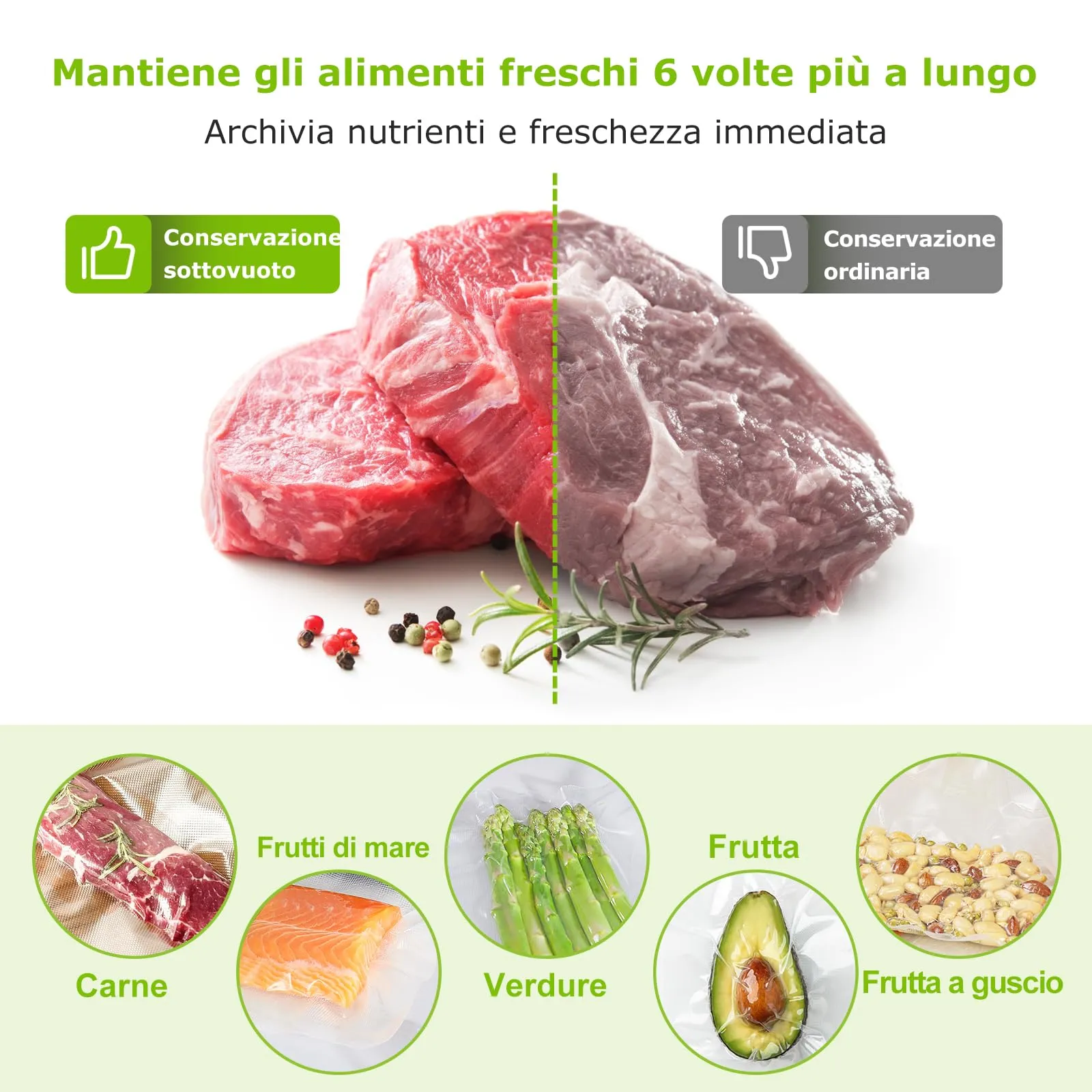 Bonsenkitchen Sacchetti Sottovuoto Alimenti, 2 Rotoli 28x300cm e 3 Rotoli 20x300cm - immagine 5