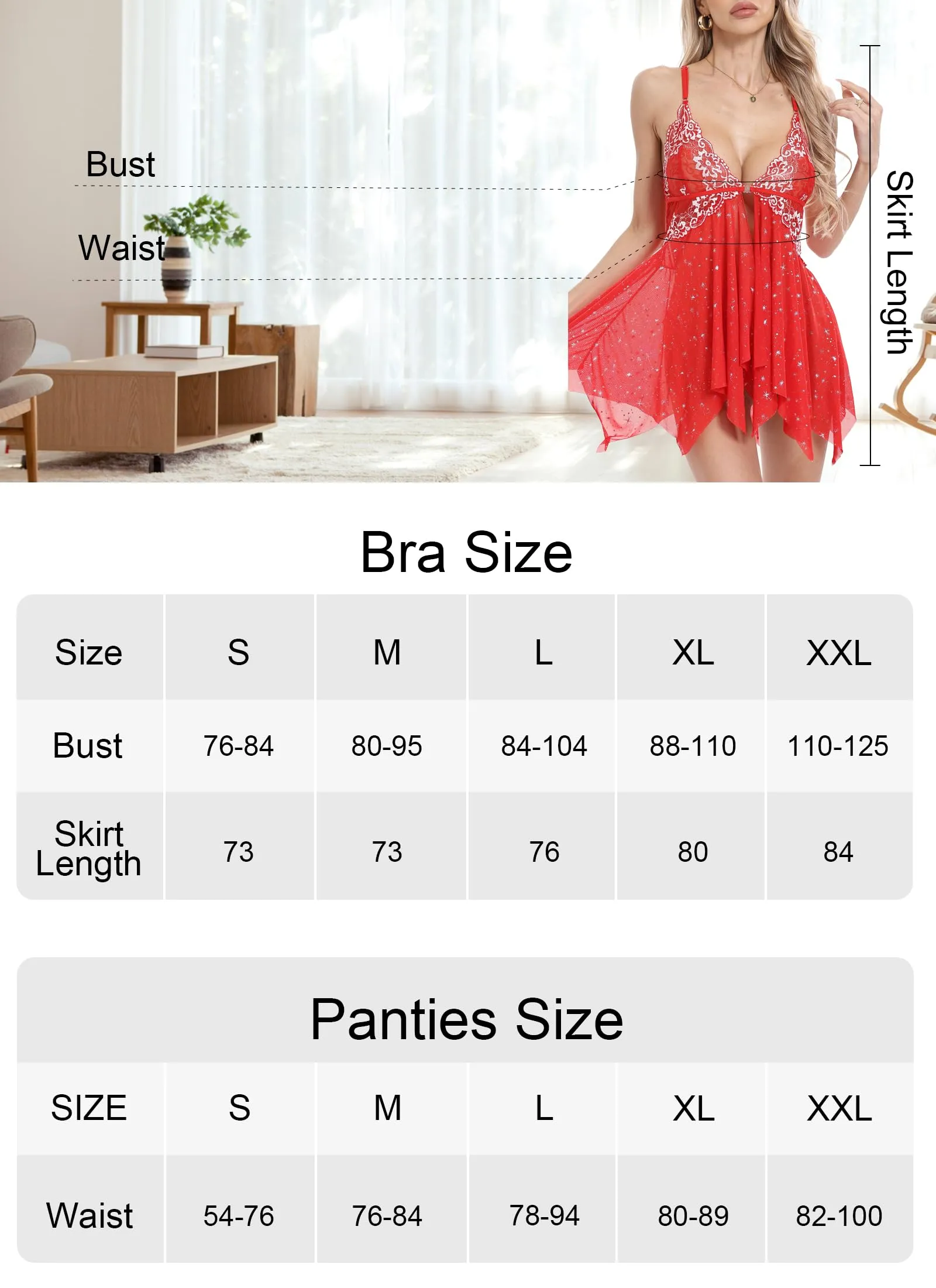ONGASOFT Set Lingerie Babydoll con Chiusura Frontale Aperta e Perizoma, XXL - immagine 4