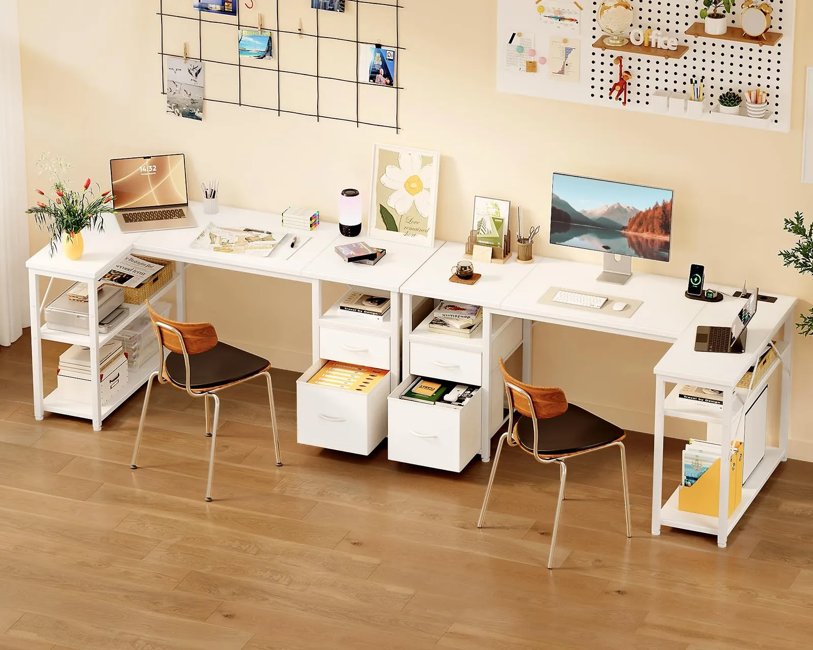 Coleshome Scrivania Angolare con USB e Presa, 140x80cm - immagine 4