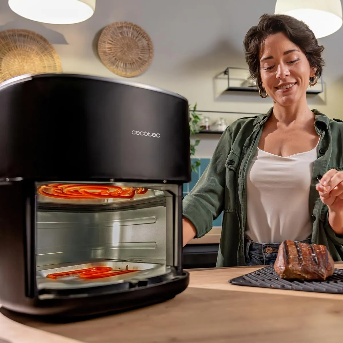 Cecotec Cecofry&Grill Duoheat 6500 Friggitrice ad Aria 6,5L, 3 in 1 Grill e Piastra per Pizza, 2200W - immagine 3
