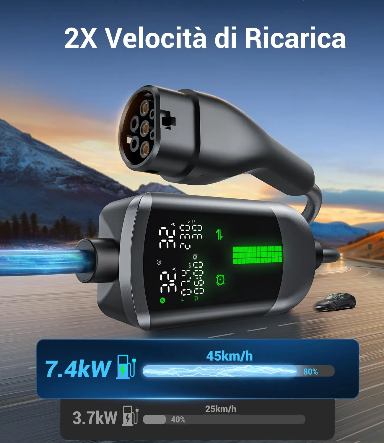 WityCharge VPC-B5-32AC Wallbox Colonnina Ricarica Auto Elettrica 7,4kW 7M Grigio Argento - immagine 2
