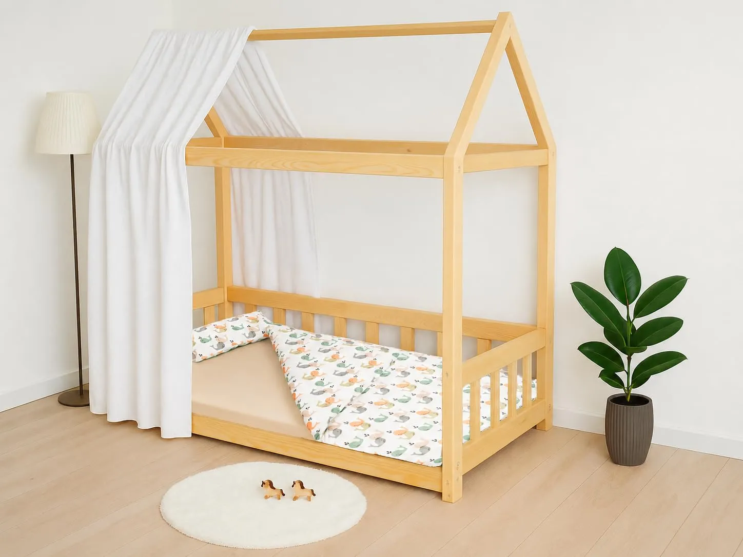 Lovely Hippo Set Letto Bambini 3 Pezzi Balene - Lenzuolo 80x160 cm con Angoli, Copripiumino 120x170 cm e Federa 40x60 cm, 100% Cotone - immagine 4
