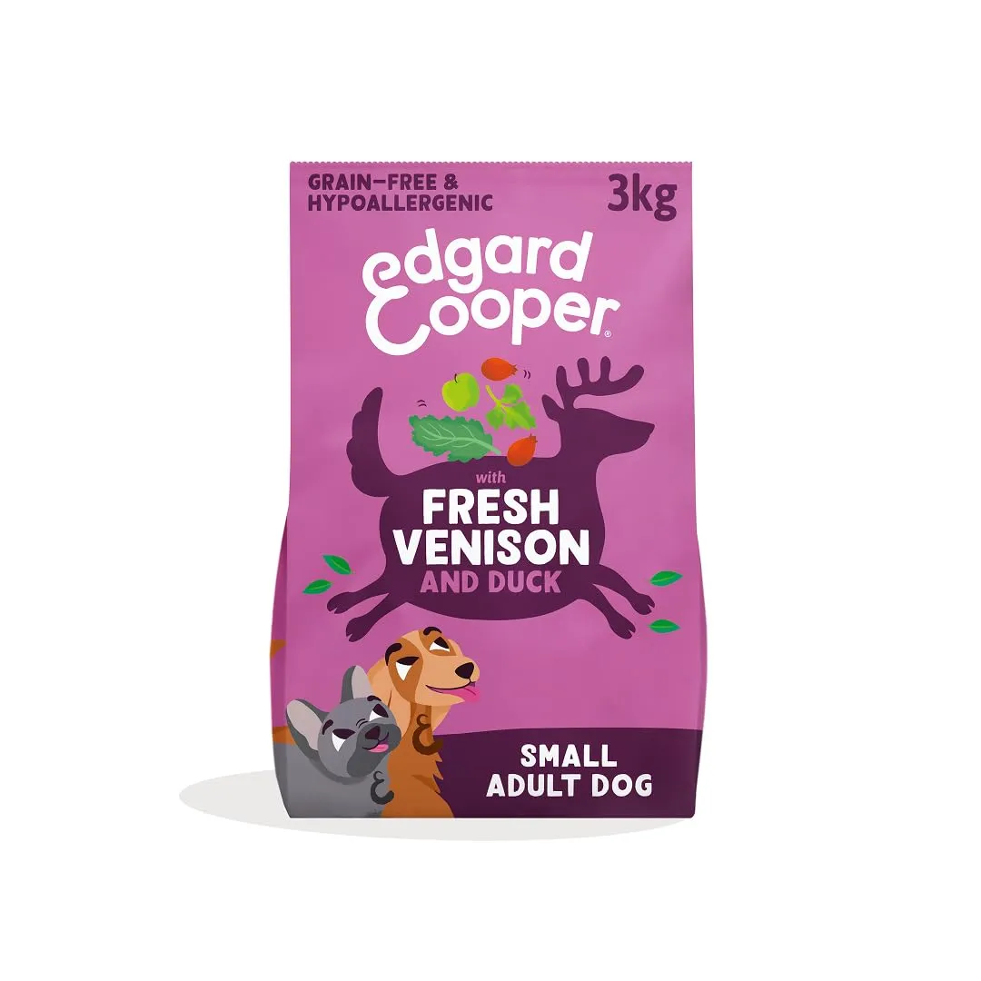 Edgard & Cooper Crocchette Cani Adulti Taglia Piccola Senza Cereali, Cervo e Anatra Freschi, Ipoallergenica, 3kg - immagine 1