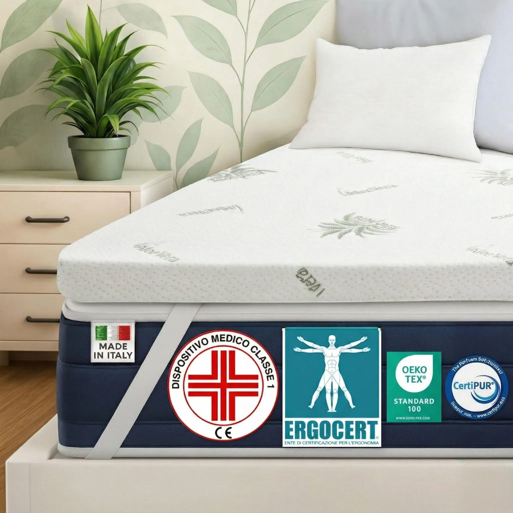 Dolci Sogni Topper Matrimoniale Memory Foam 170x200 cm, Spessore 5 cm, Aloe Vera e Sfoderabile, Made in Italy - immagine 1