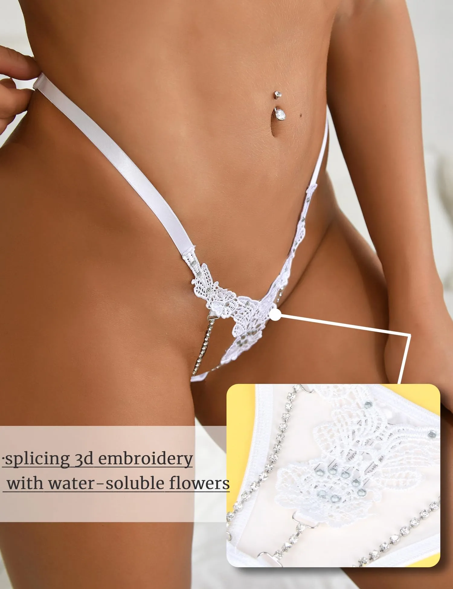 comeondear G-String Perizoma Donna Bianco, M - immagine 4