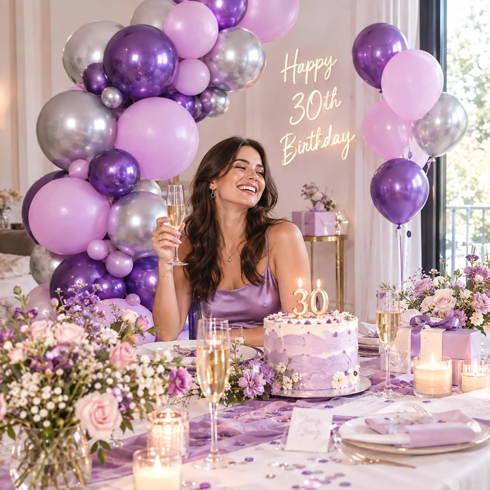 YEHNDA Palloncini Rosa, Lilla Metallizzato e Argento Metallizzato, Set da 60 pezzi da 30 cm - immagine 3