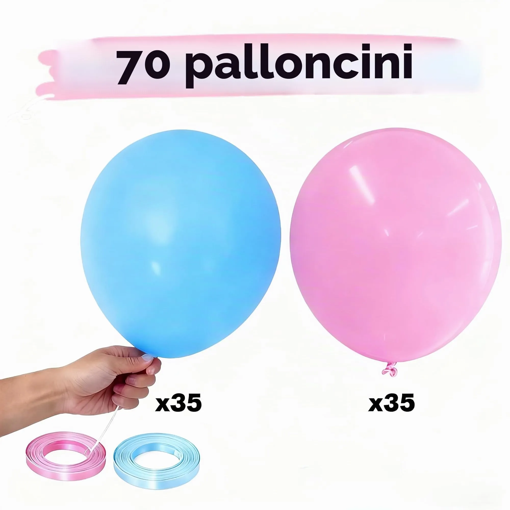 Yehnda Palloncini Rosa e Blu Pastello, 70 Pezzi 12 Pollici - immagine 2