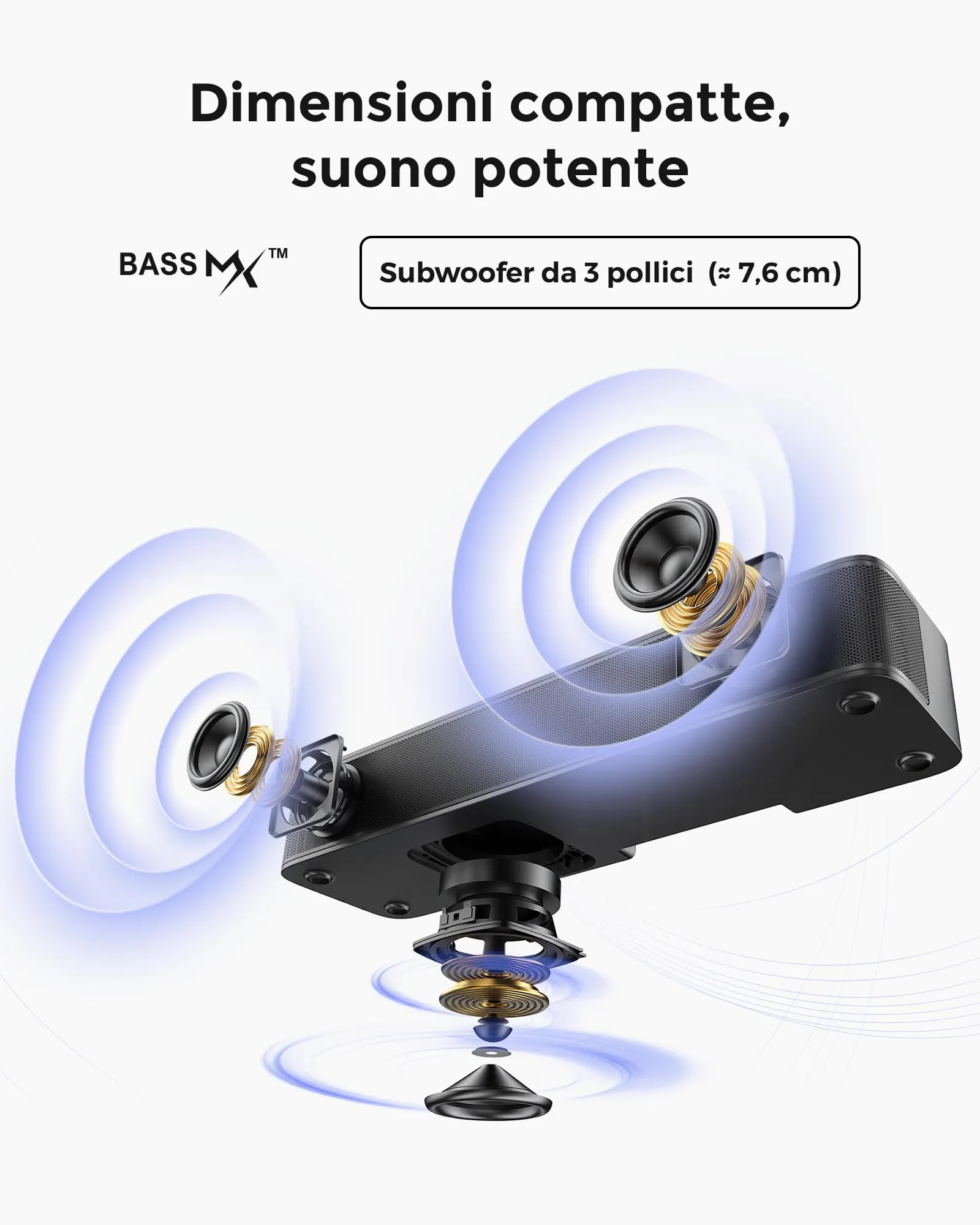 ULTIMEA Soundbar 2.1 canali con subwoofer integrato, Poseidon M20 Pro - immagine 3