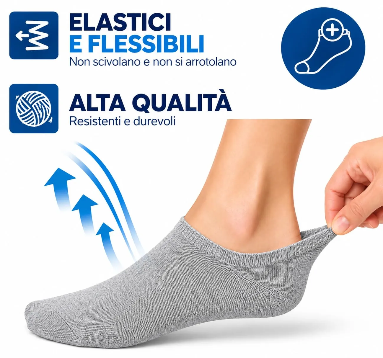 PS PROUTHS Calzini Corti Bassi Fantasmini in Cotone Unisex, 12 Paia, 35-40, Grigio - immagine 4