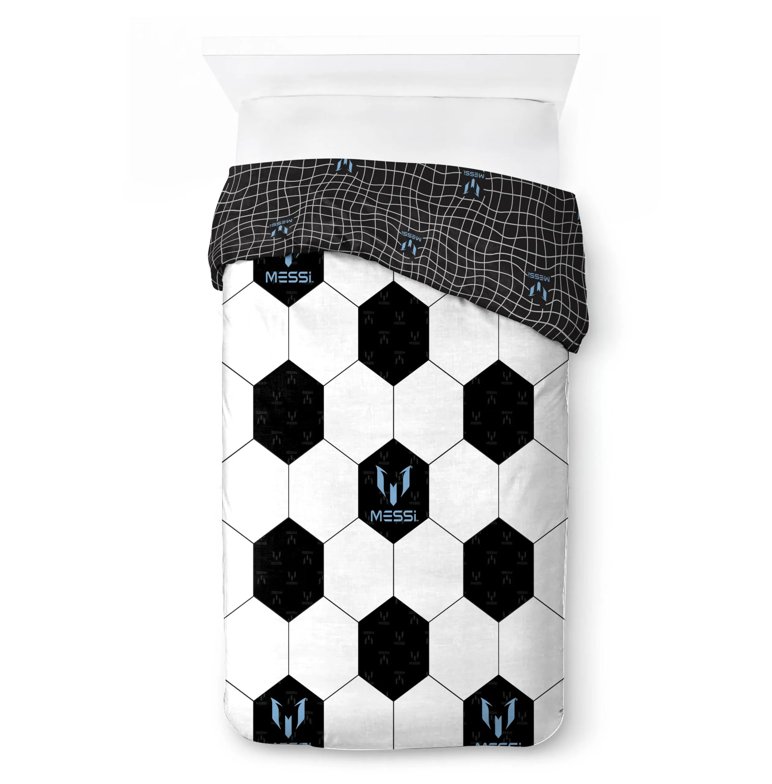 Jay Franco Messi Football Set di Biancheria da Letto per Letto Singolo, Copripiumino e Federa, Bianco, 2 Pezzi - immagine 2