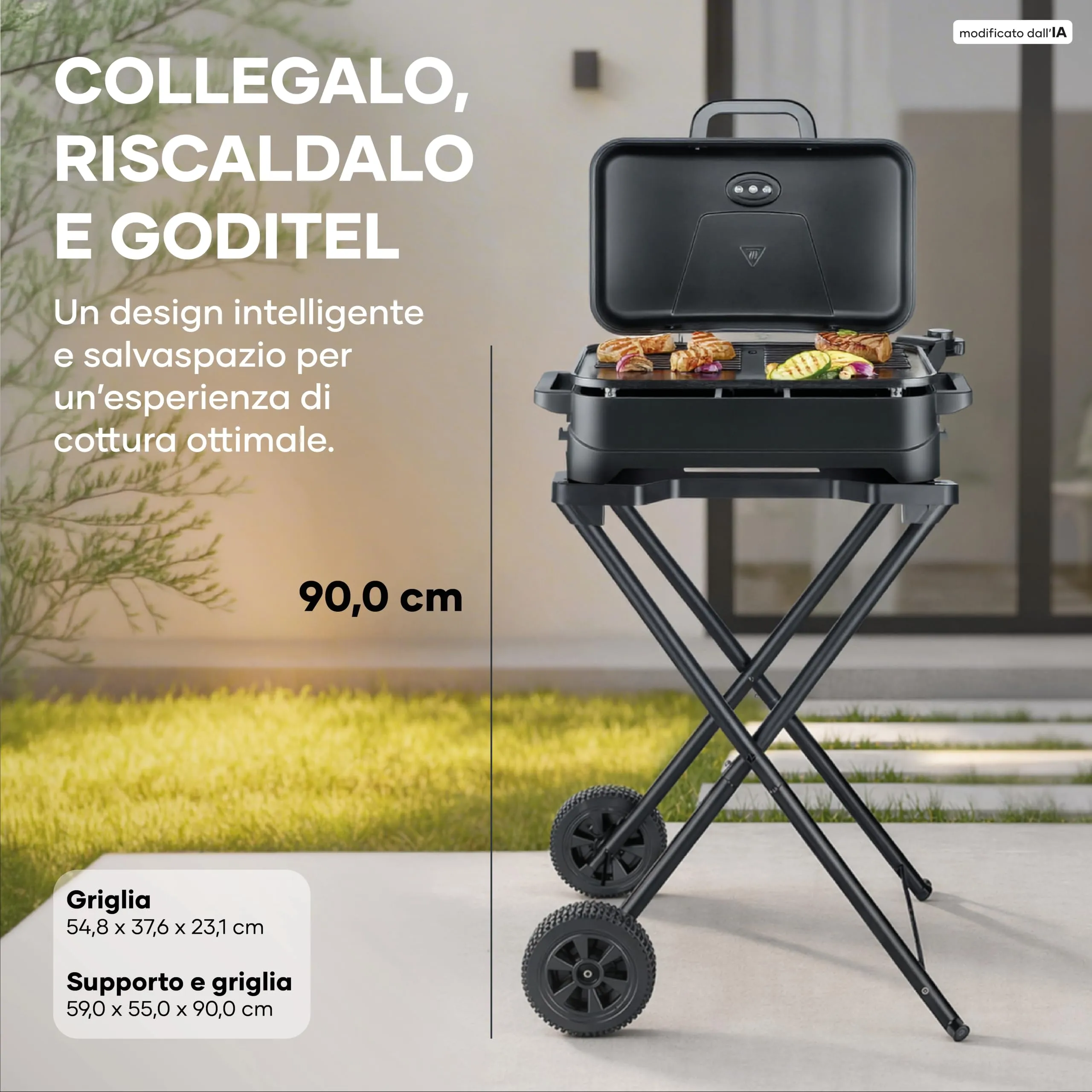 Severin Barbecue Elettrico PG 8598, 2300W, con Supporto e Coperchio, Nero - immagine 2