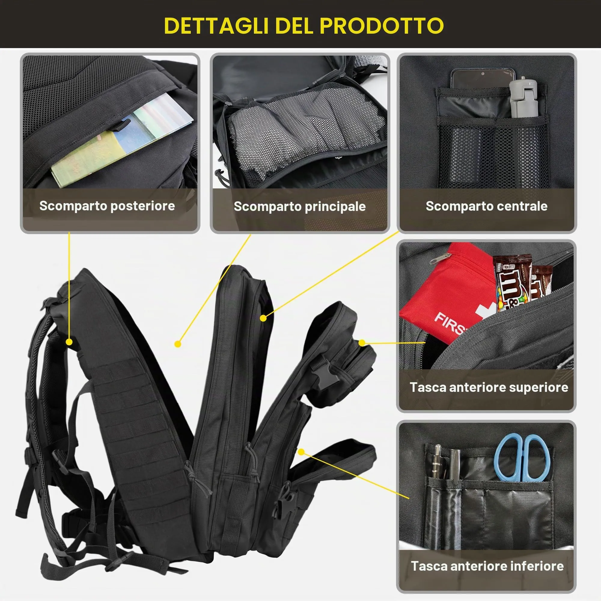 Zavothy Zaino Tattico Militare 45L con Sistema Molle, 23 x 25 x 45 cm - immagine 5