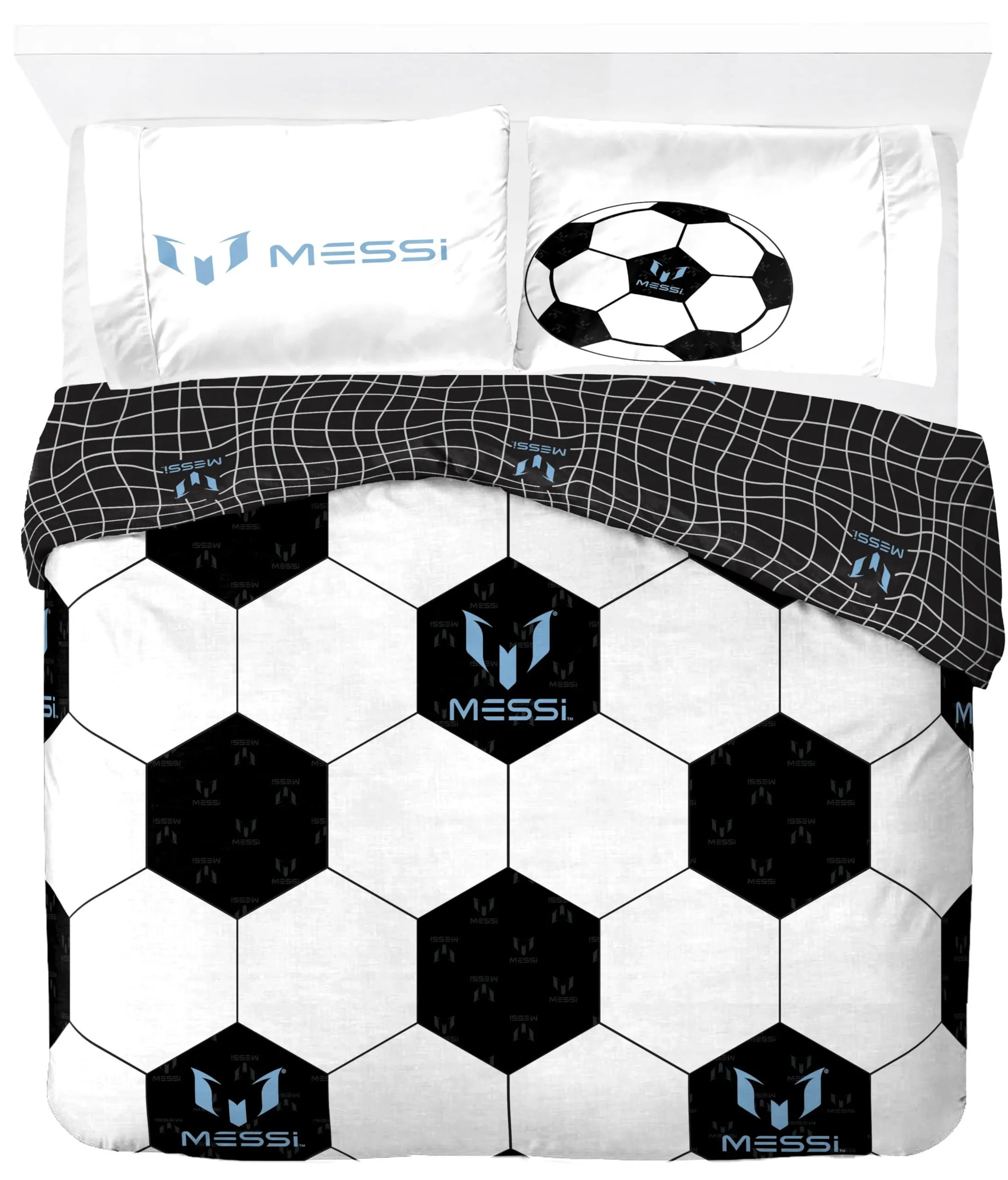 Jay Franco Messi Football Bedding Set, 3 Pieces, White - immagine 1