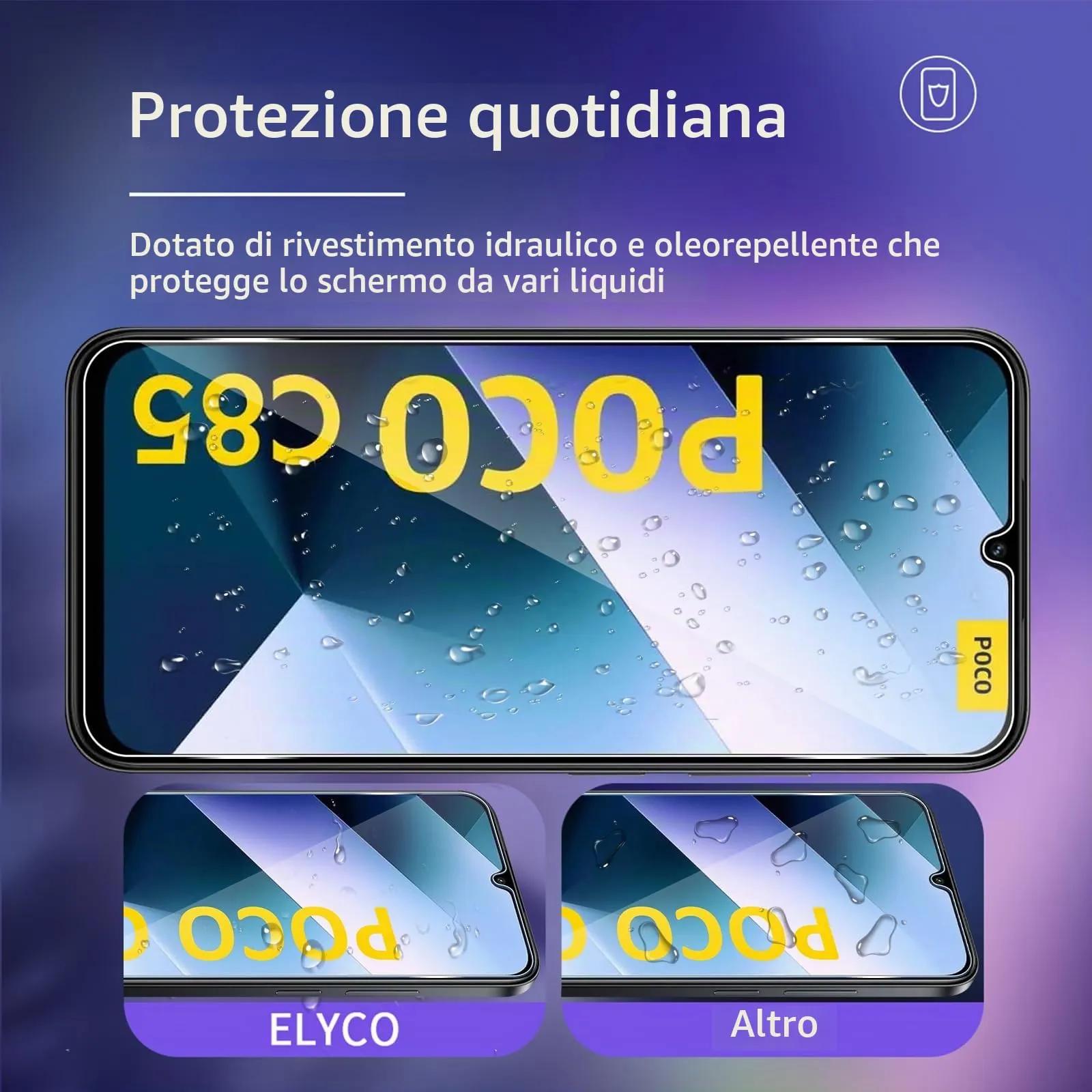ELYCO Vetro Temperato per Xiaomi POCO C85, 3+2 Pezzi - immagine 2