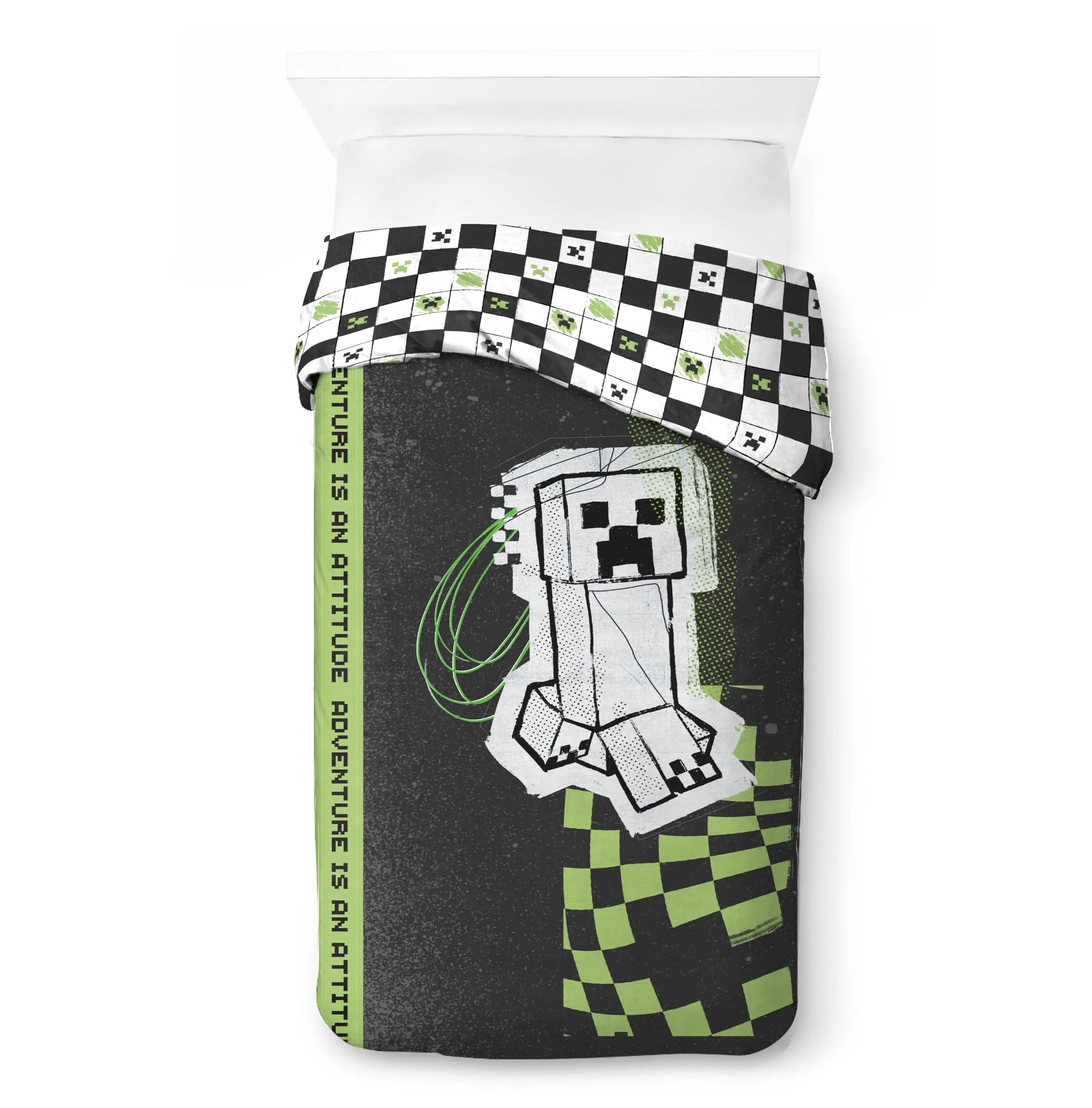 Jay Franco Minecraft Creeper Set Biancheria da Letto per Bambini, Copripiumino e Federa, Grigio, 2 Pezzi - immagine 2
