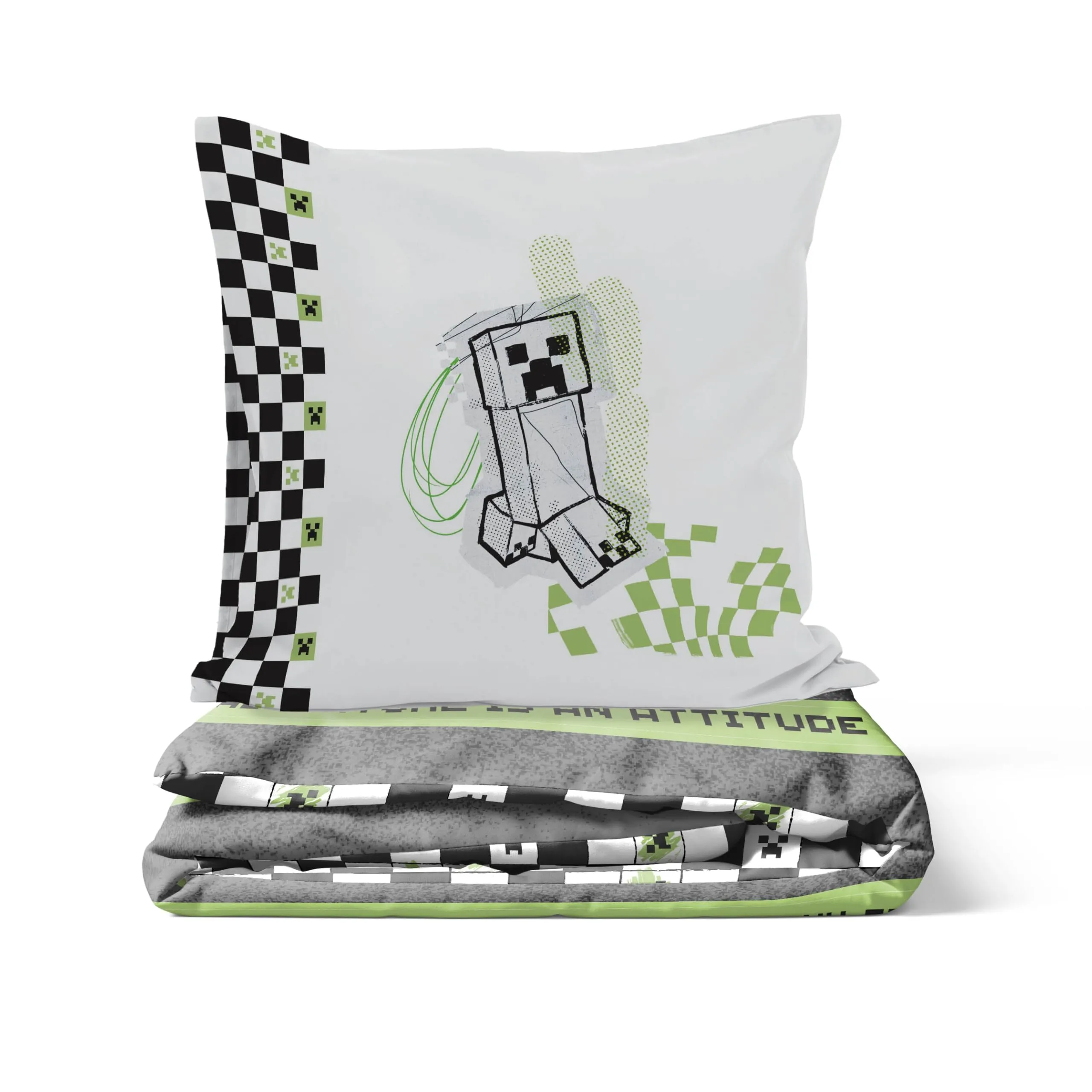 Jay Franco Minecraft Creeper Set Biancheria da Letto per Bambini, Copripiumino e Federa, Grigio, 2 Pezzi - immagine 5