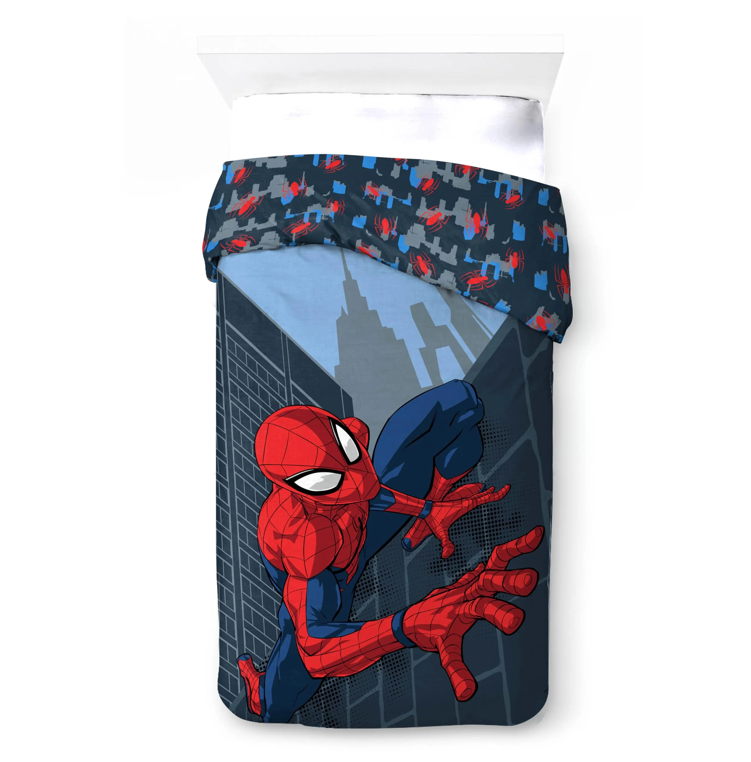 Jay Franco Marvel Spiderman Set Copripiumino 3 Pezzi, Blu Scuro, 135x200/80x80 - immagine 4