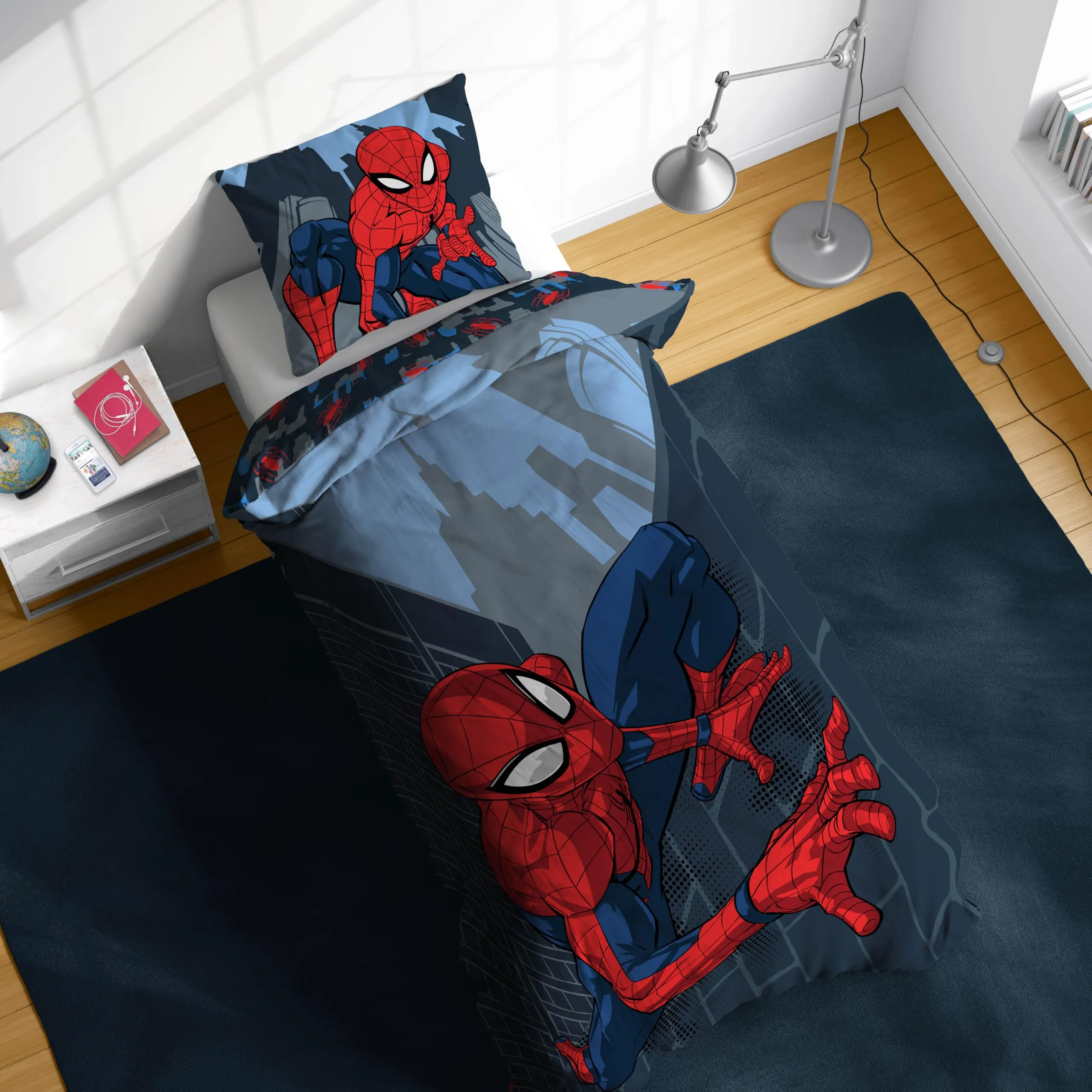 Jay Franco Marvel Spiderman Set Copripiumino 3 Pezzi, Blu Scuro, 135x200/80x80 - immagine 7