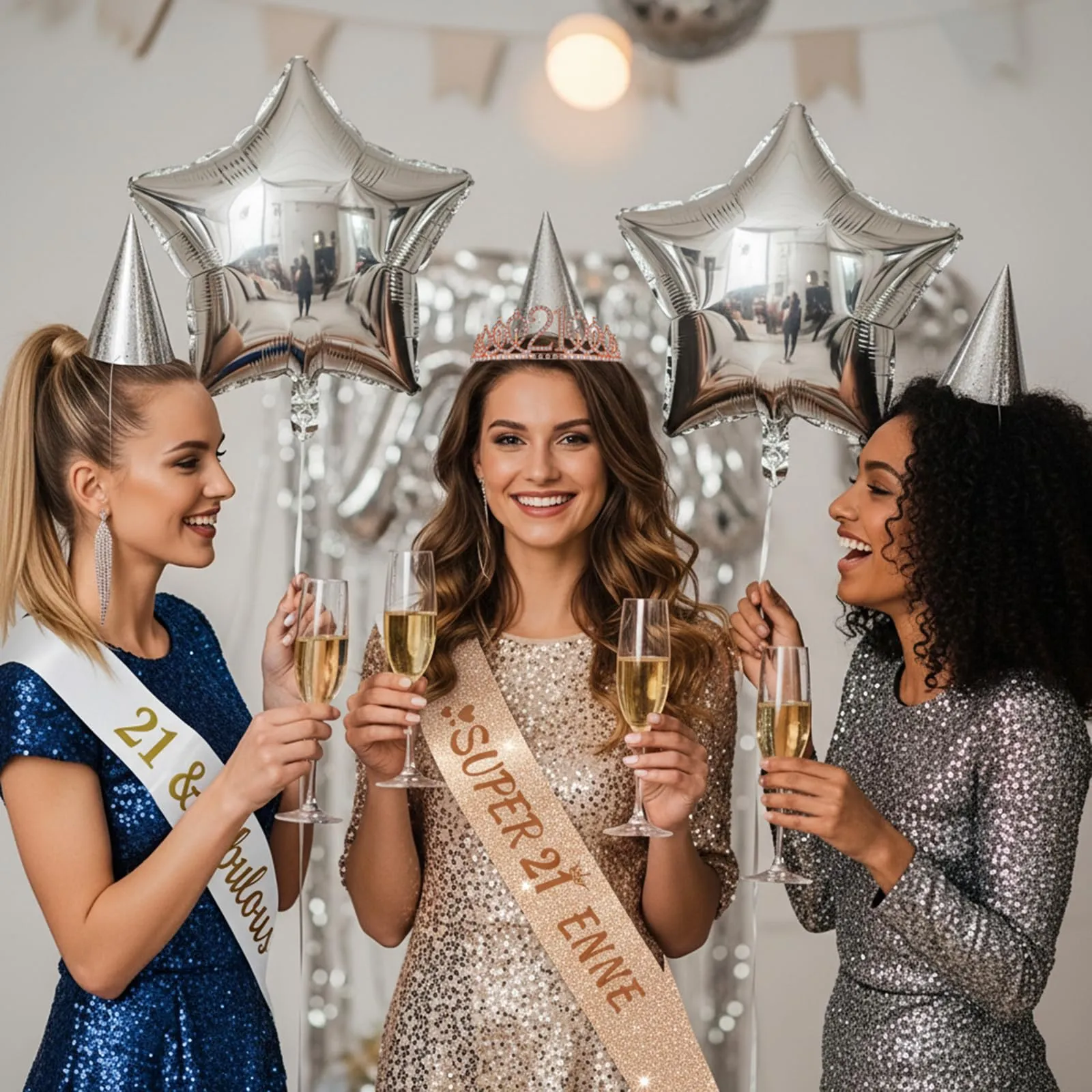 NEONSKY Set Compleanno Donna con Fascia, Corona e Spilla Mini Corona (21 anni) - immagine 7