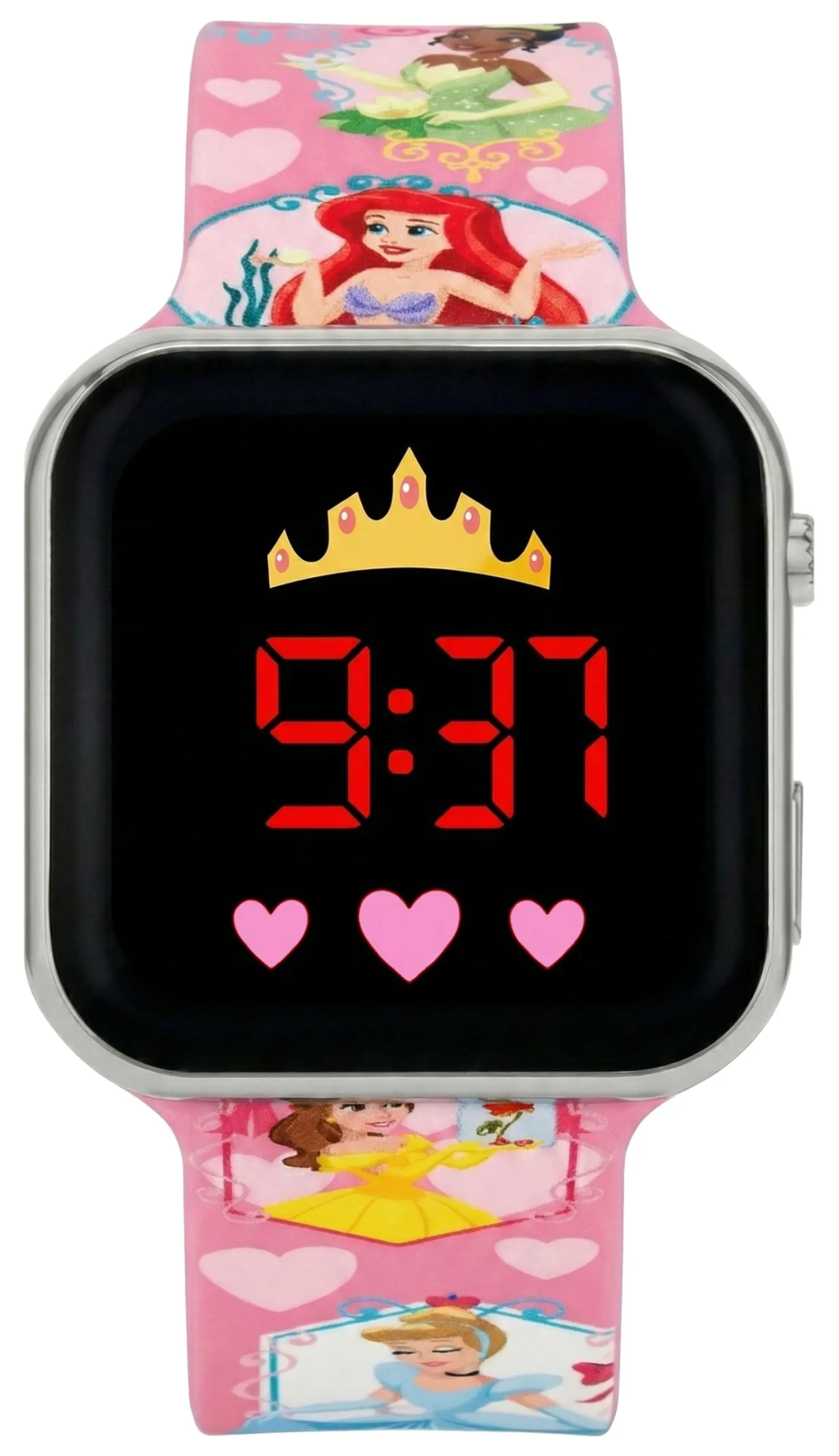 Clondo Orologio da Polso Digitale LED Principesse Disney, Formato 12/24 Ore, Funzione Data - immagine 1
