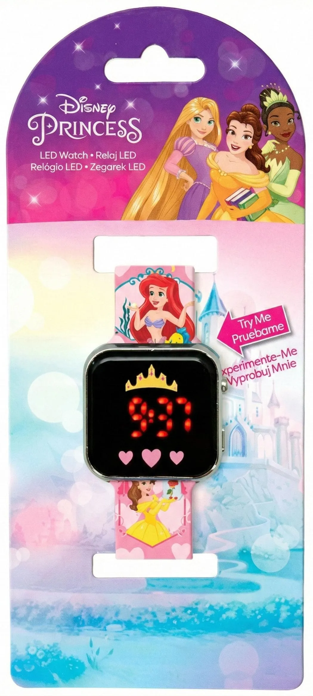 Clondo Orologio da Polso Digitale LED Principesse Disney, Formato 12/24 Ore, Funzione Data - immagine 2