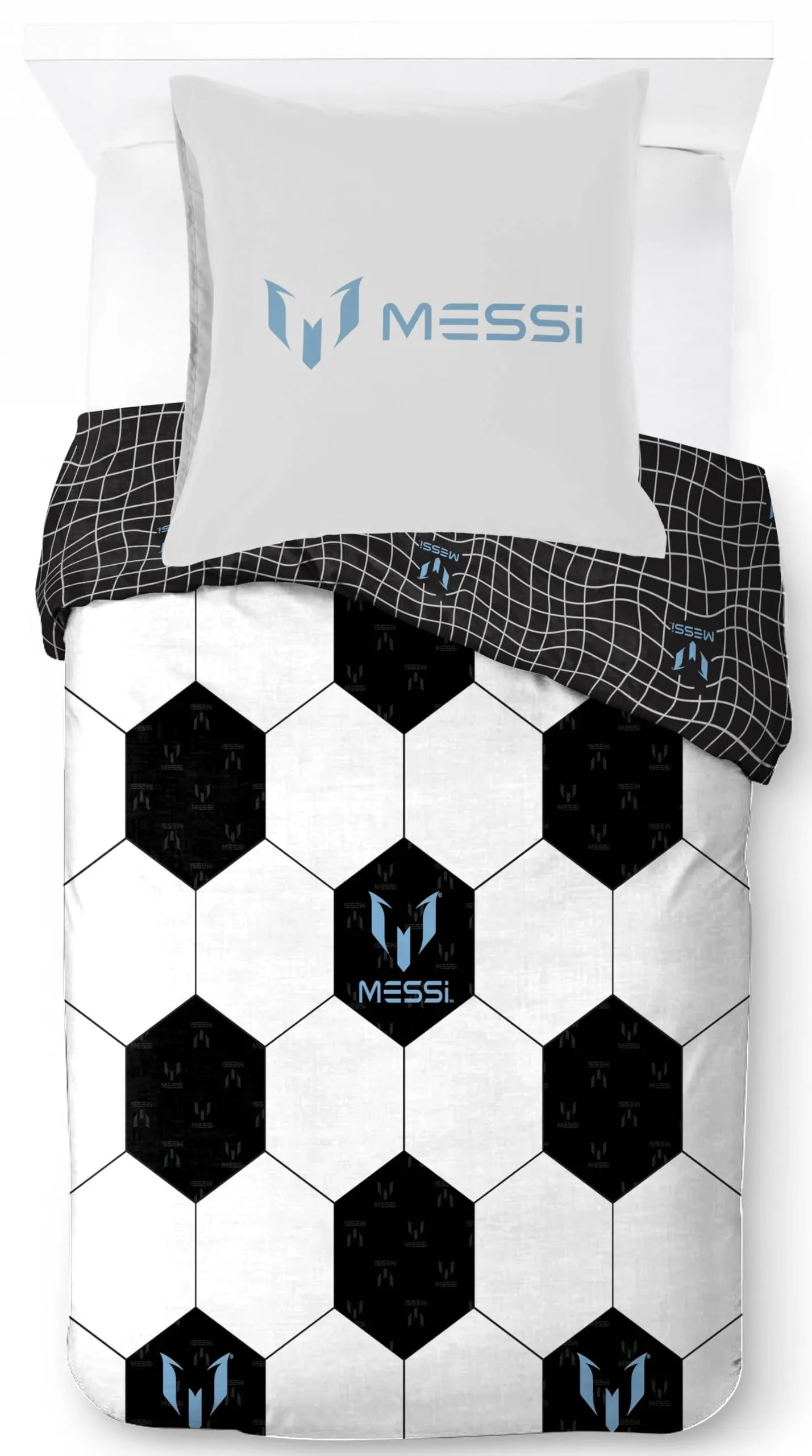 Jay Franco Messi Football Set Biancheria da Letto, Copripiumino e Federa, Bianco, 2 Pezzi - immagine 1