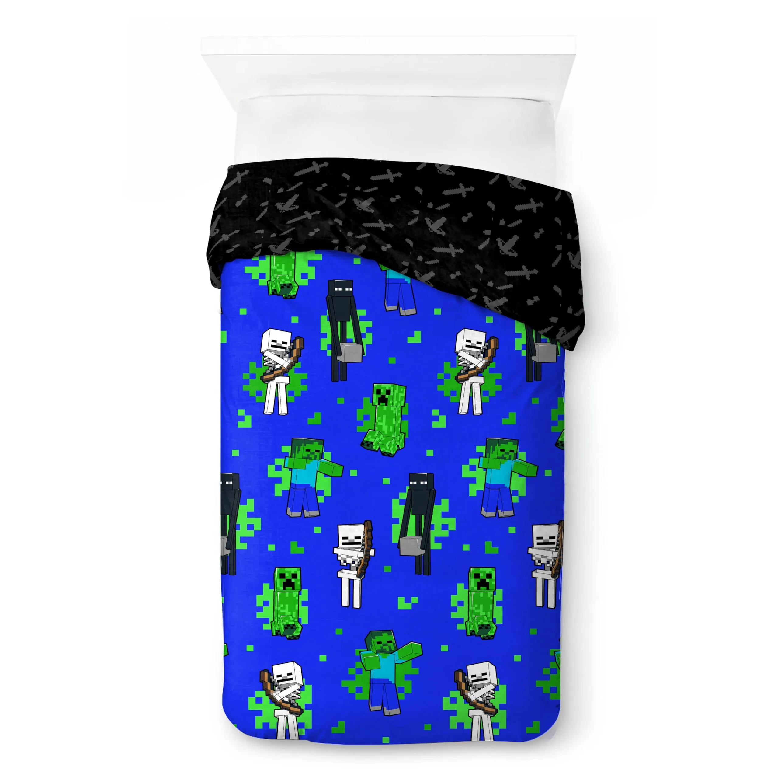 Jay Franco Minecraft Creeper Bedding Set - Duvet Cover and Pillowcase, White, 2 Piece - immagine 2