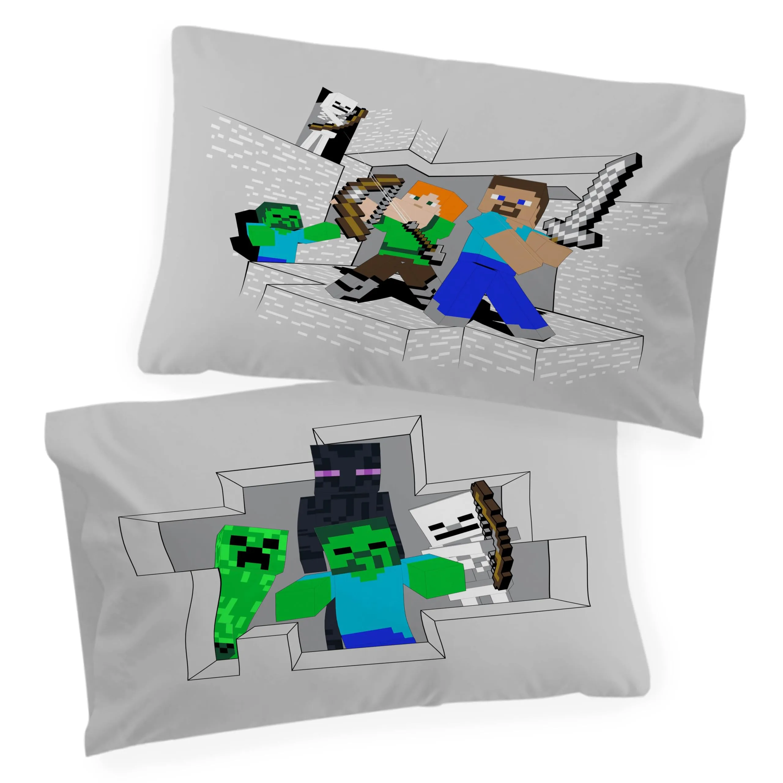 Jay Franco Minecraft Creeper Bedding Set - Duvet Cover and Pillowcase, White, 2 Piece - immagine 4