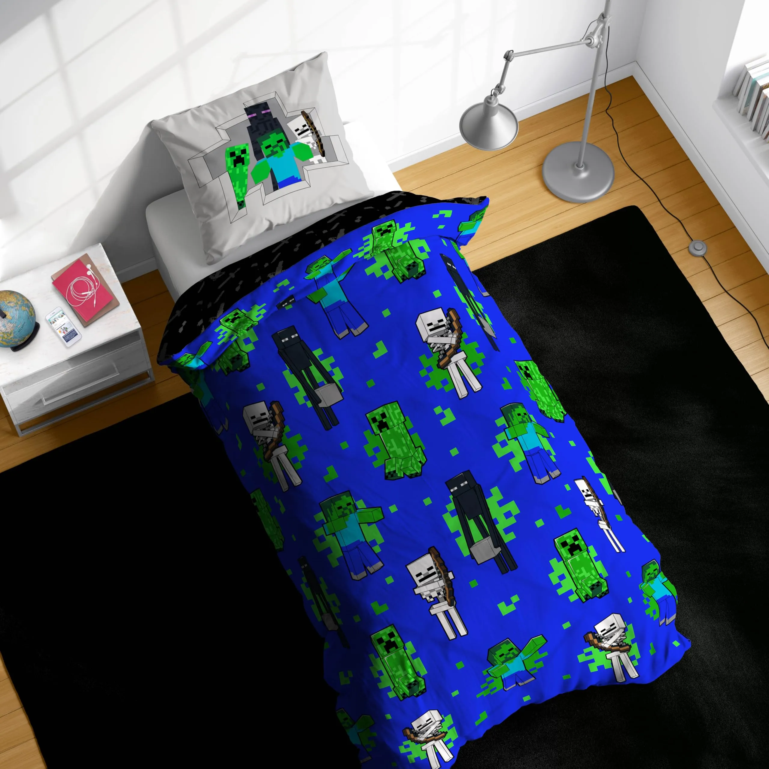 Jay Franco Minecraft Creeper Bedding Set - Duvet Cover and Pillowcase, White, 2 Piece - immagine 6