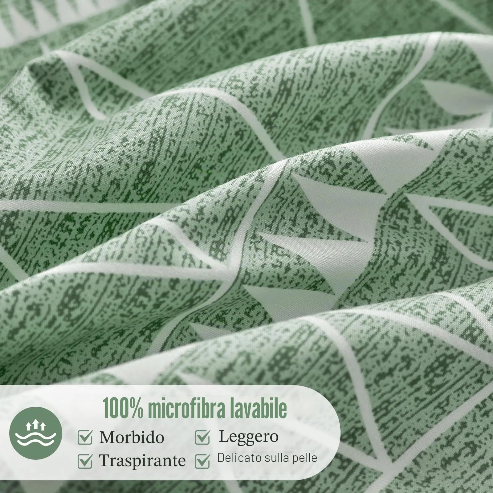 Tokokimo Set Copripiumino Matrimoniale 3 Pezzi in Microfibra, Motivo Bohémien, 240x220cm, Verde - immagine 3