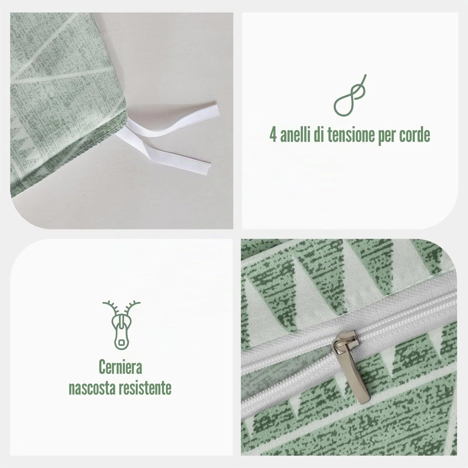 Tokokimo Set Copripiumino Matrimoniale 3 Pezzi in Microfibra, Motivo Bohémien, 240x220cm, Verde - immagine 4