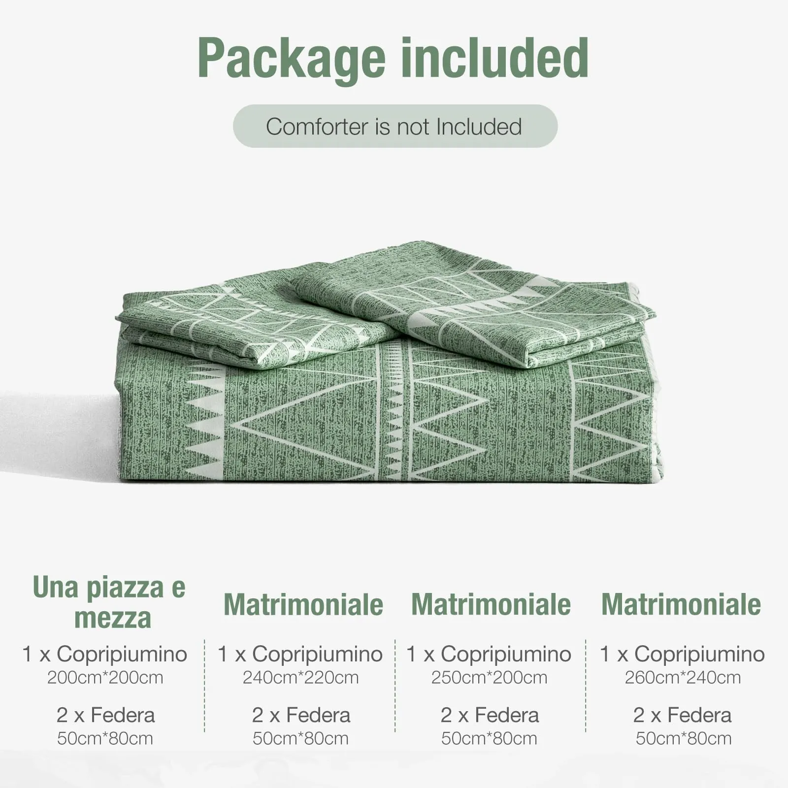 Tokokimo Set Copripiumino Matrimoniale 3 Pezzi in Microfibra, Motivo Bohémien, 240x220cm, Verde - immagine 8