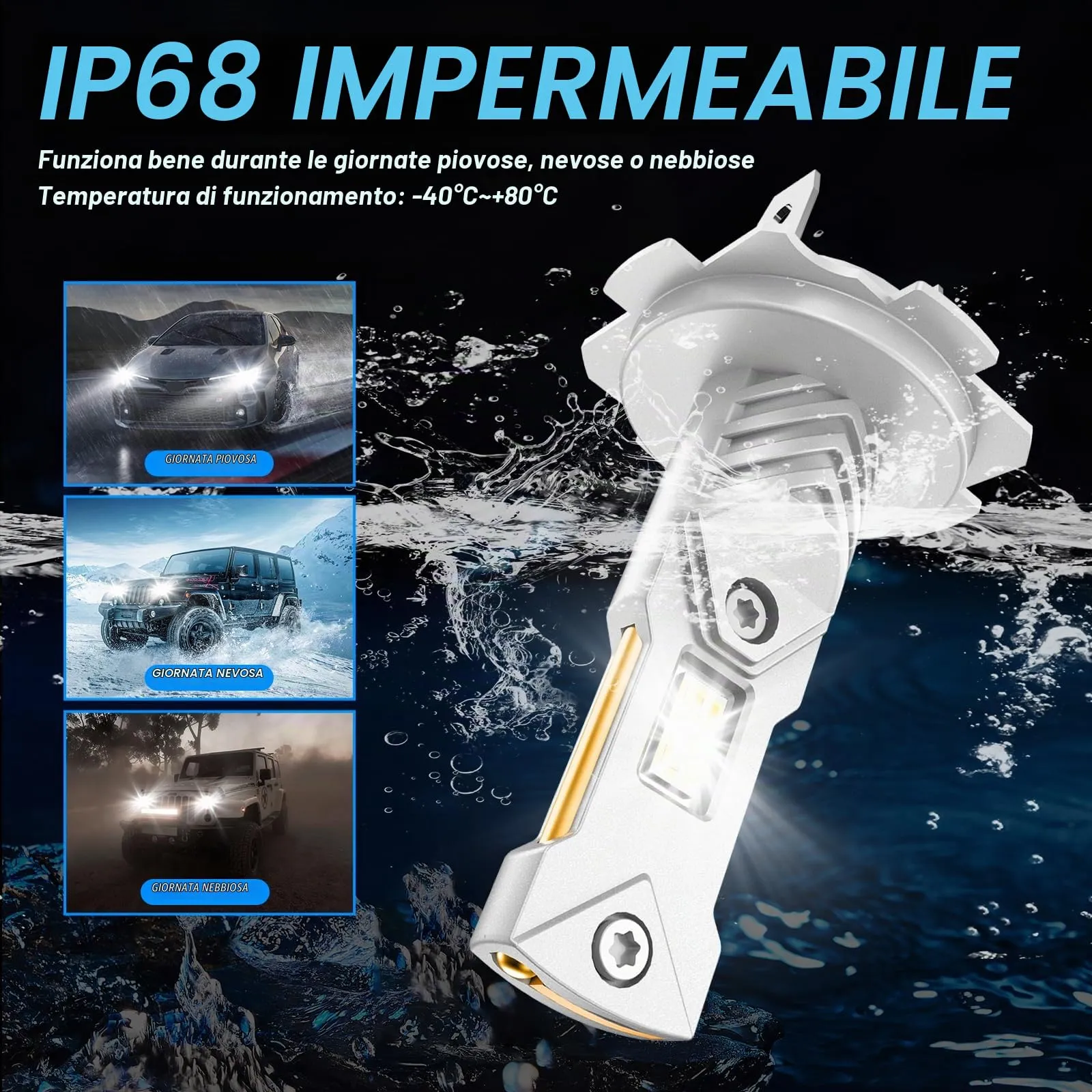 Sycreek Lampadine LED H1+H7, 30000LM 6500K Bianco Freddo 12V per Auto e Moto, Plug-n-Play, 4 Lampadine - immagine 5