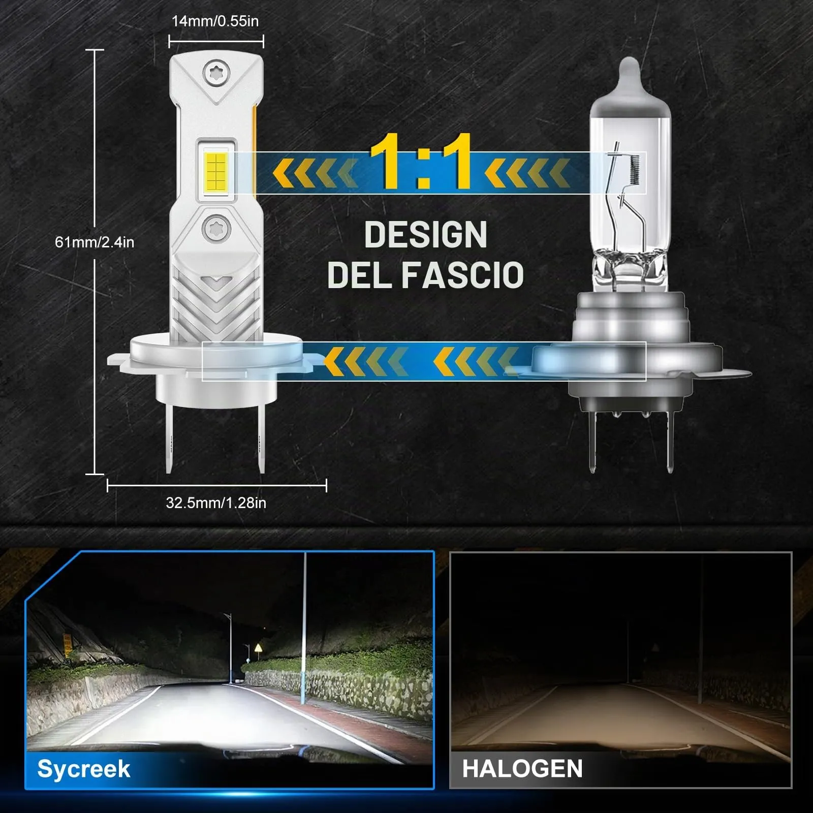 Sycreek Lampadine LED H1+H7, 30000LM 6500K Bianco Freddo 12V per Auto e Moto, Plug-n-Play, 4 Lampadine - immagine 7