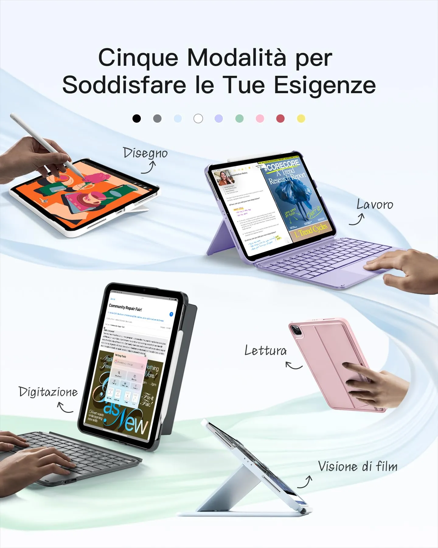 Inateck Custodia Tastiera per iPad A16, 10a Gen, Ultraleggera 450g - immagine 5