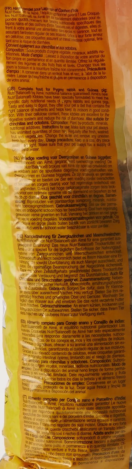 Aimé Nutri'Balance Pasto Completo per Conigli Nani e Porcellini d'India, 1 kg - immagine 6