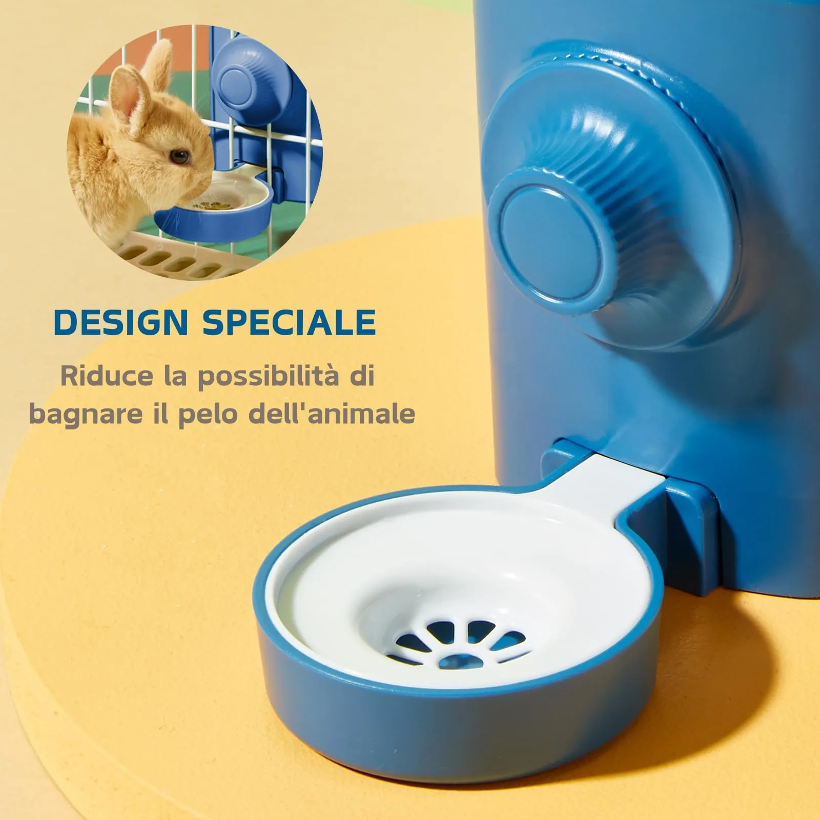 septillar Borraccia Acqua Automatica a Gravità per Piccoli Animali, 600ml, Blu - immagine 2