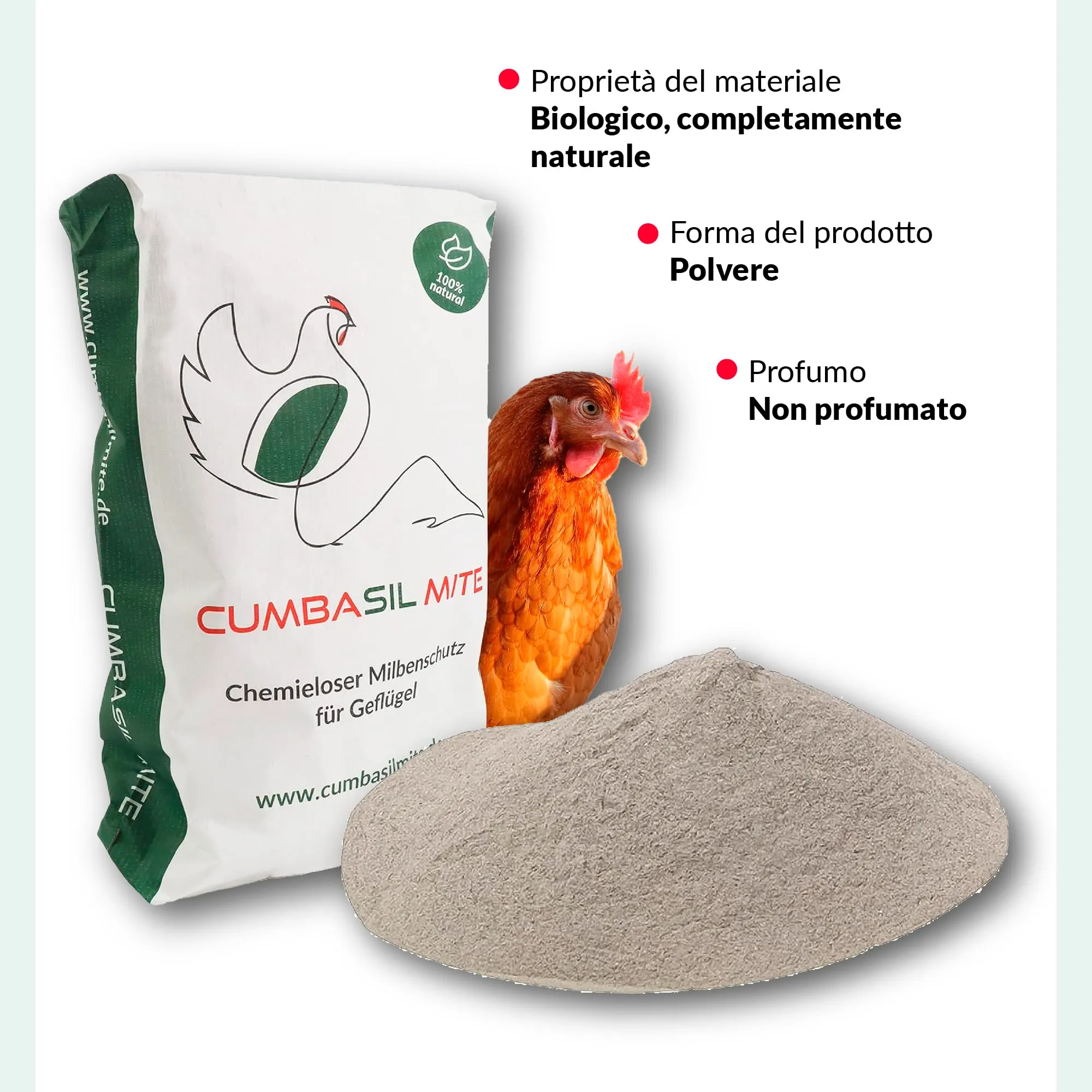 Cumbasil Bagno di polvere antiacaro per polli, 25 kg - immagine 7