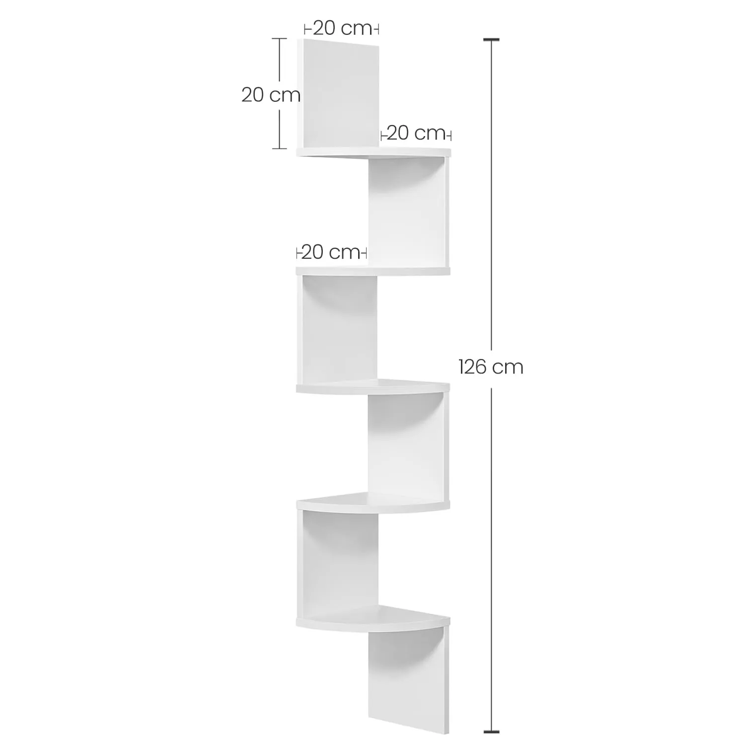 VASAGLE Set di 2 scaffali angolari a parete, 5 ripiani, Bianco LLS822T14 - immagine 3