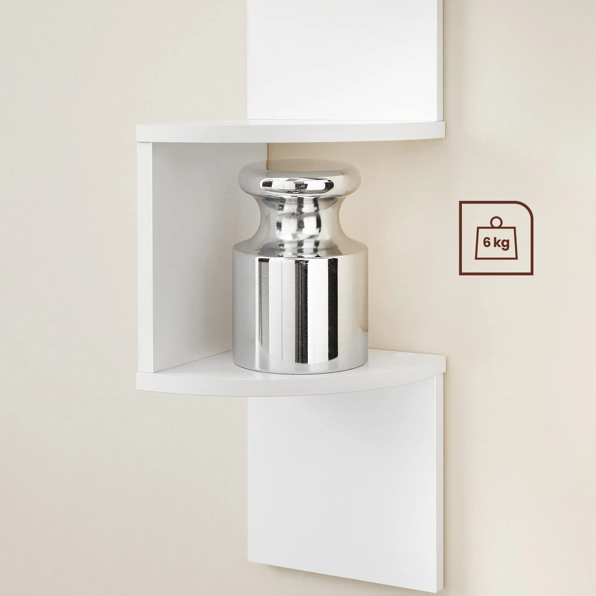 VASAGLE Set di 2 scaffali angolari a parete, 5 ripiani, Bianco LLS822T14 - immagine 6