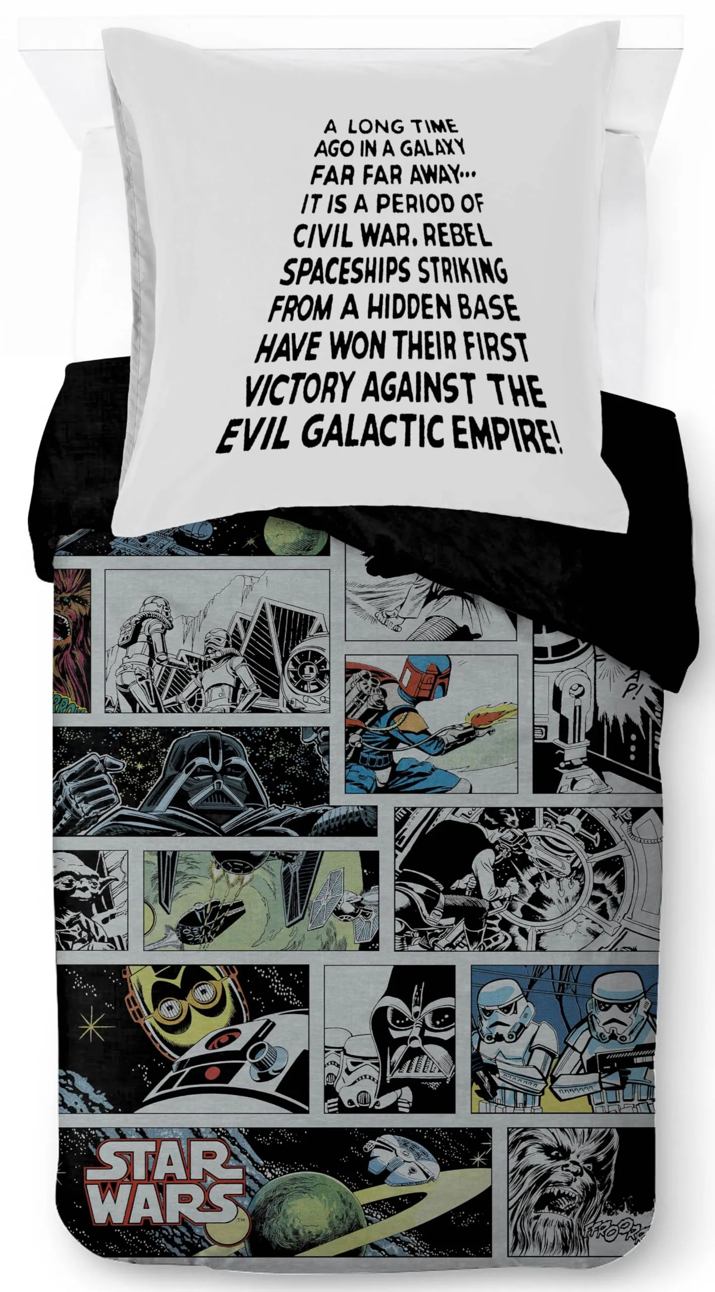 Jay Franco Star Wars Darth Vader Set di biancheria da letto per bambini, copripiumino e federa, grigio, 2 pezzi - immagine 1