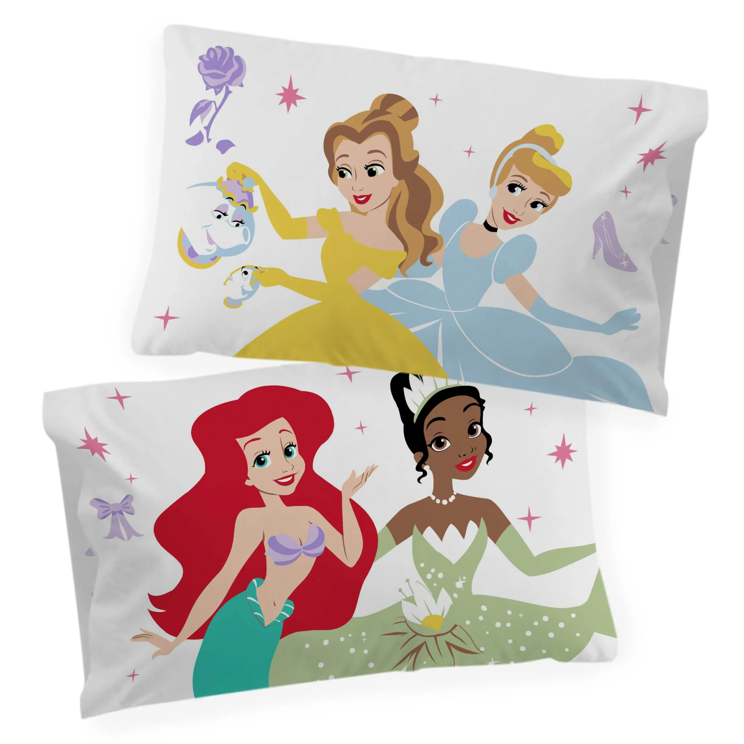 Jay Franco Disney Princess Bedding Set, Ariel, Belle, Cenerentola, Gelsomino, Purple, 2 Pieces (Duvet Cover and Pillowcase) - immagine 4