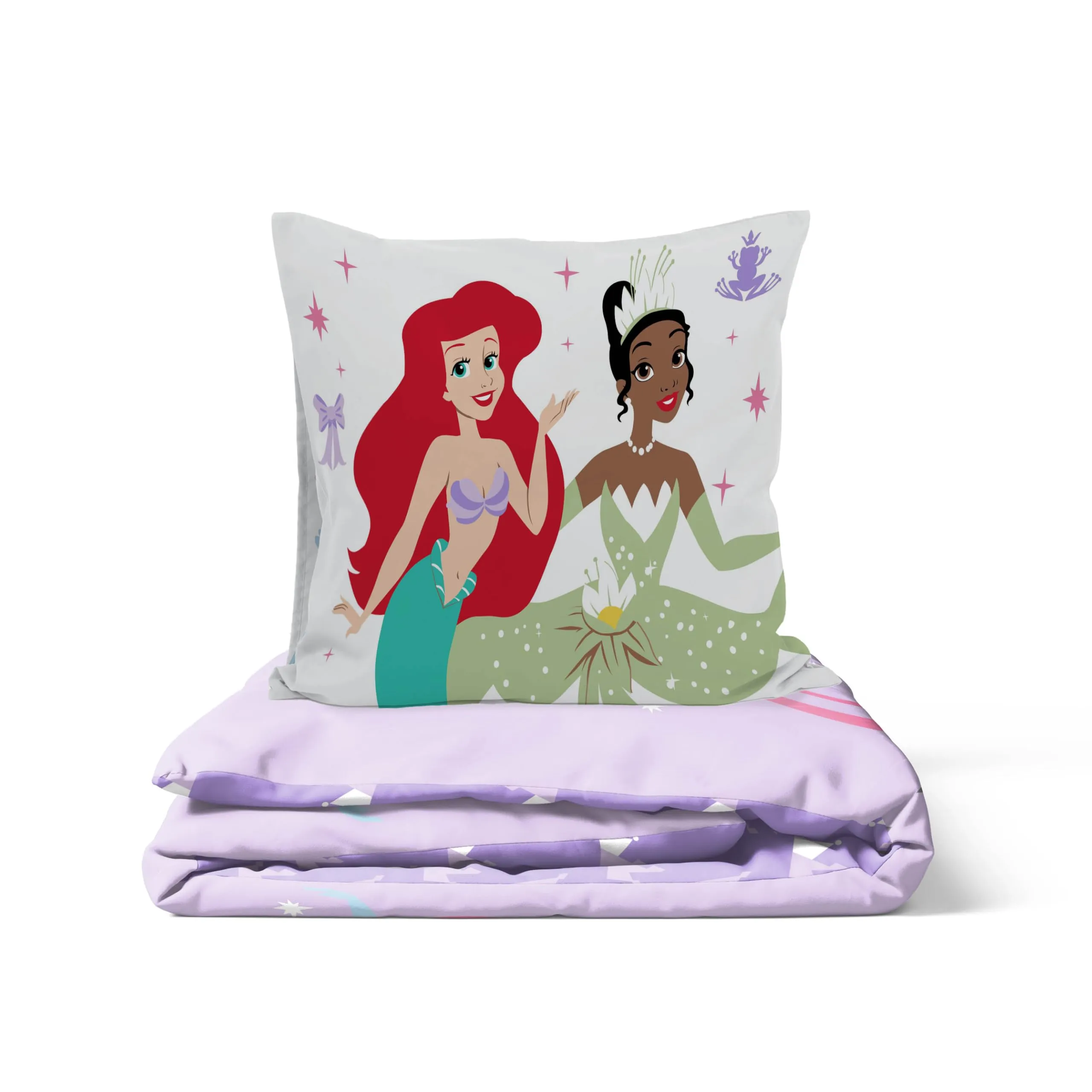 Jay Franco Disney Princess Bedding Set, Ariel, Belle, Cenerentola, Gelsomino, Purple, 2 Pieces (Duvet Cover and Pillowcase) - immagine 5