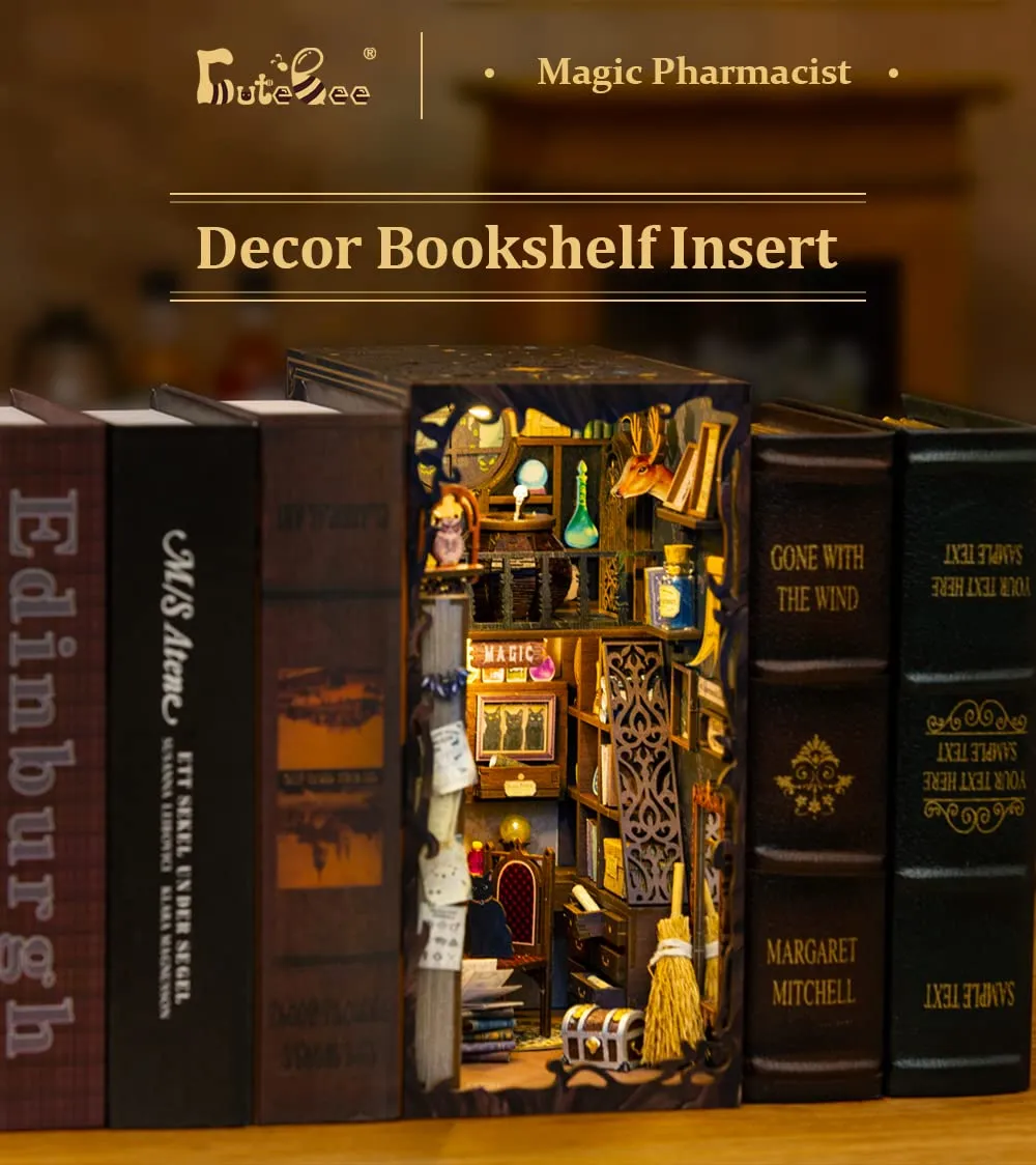 CUTEBEE Magic Pharmacist Book Nook Kit, 3D Wooden Puzzle House Miniature - immagine 2