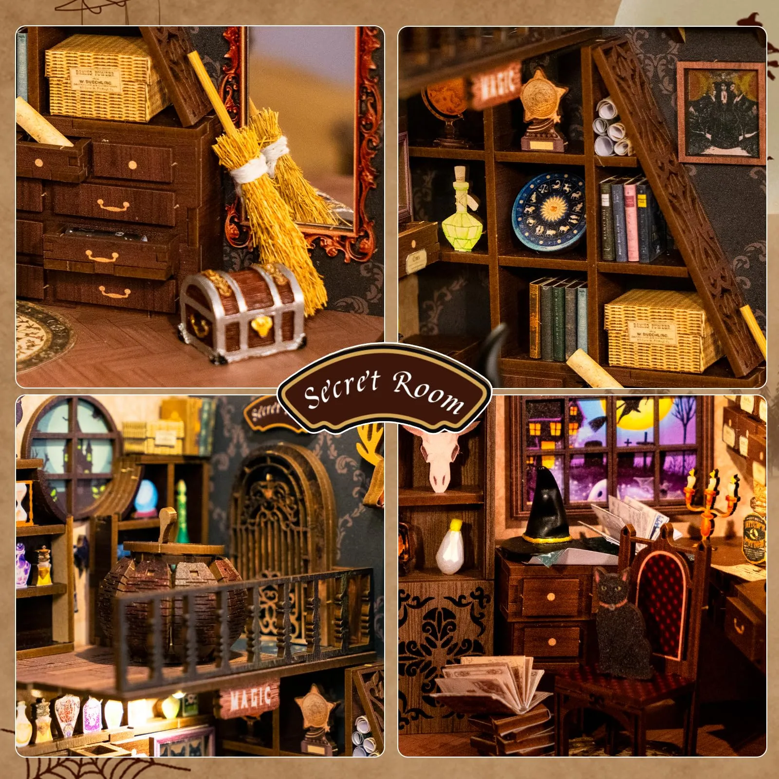 CUTEBEE Magic Pharmacist Book Nook Kit, 3D Wooden Puzzle House Miniature - immagine 4