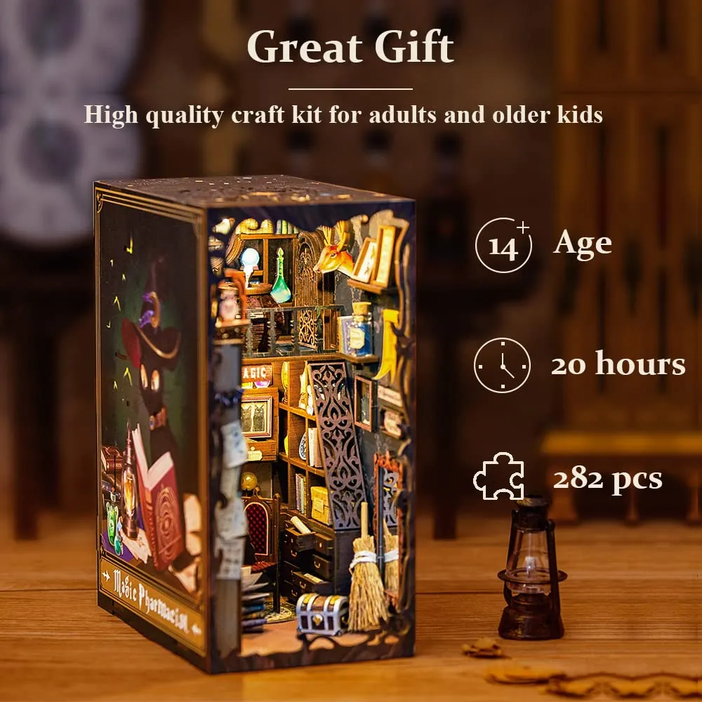 CUTEBEE Magic Pharmacist Book Nook Kit, 3D Wooden Puzzle House Miniature - immagine 6