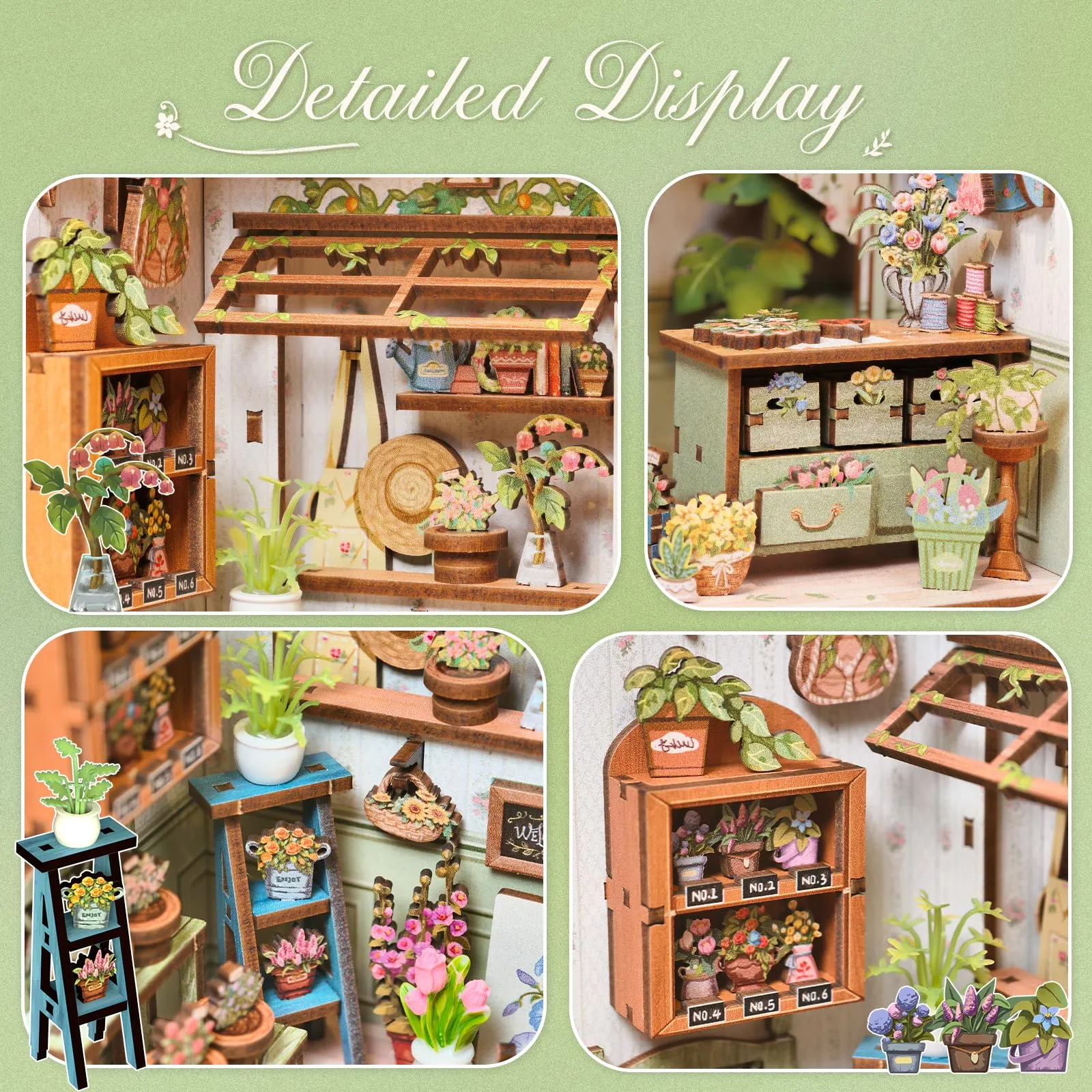 CUTEBEE Book Nook Champs-Élysées Florist Miniature House Kit CQB-CWGC201 - immagine 5