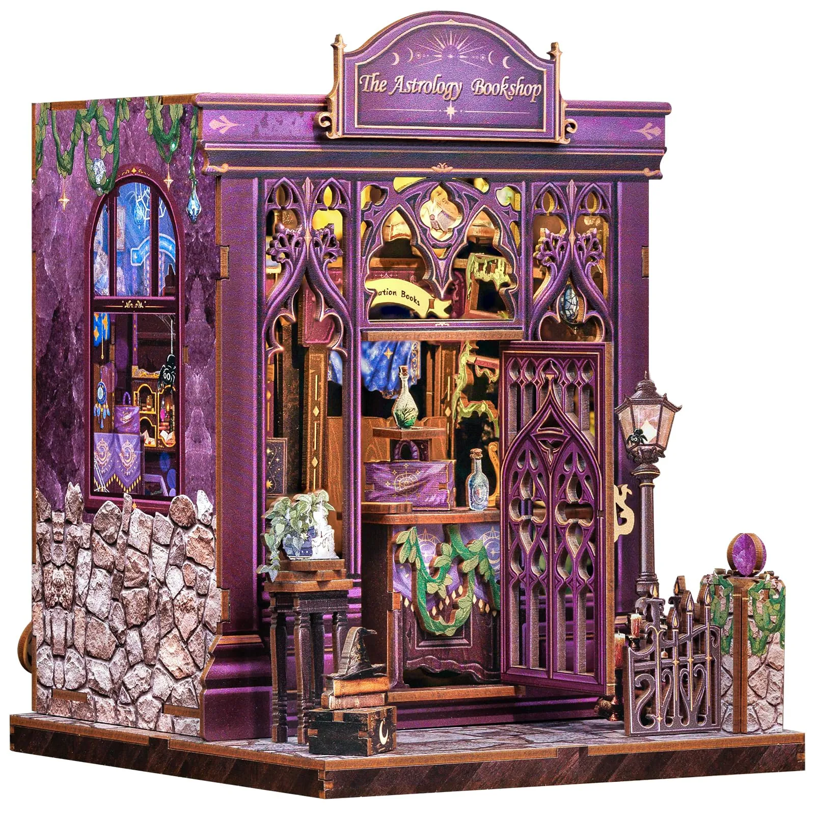 CUTEBEE Book Nook Kit DIY 3D Astrology Bookshop Miniature Diorama with LED Lights - immagine 1
