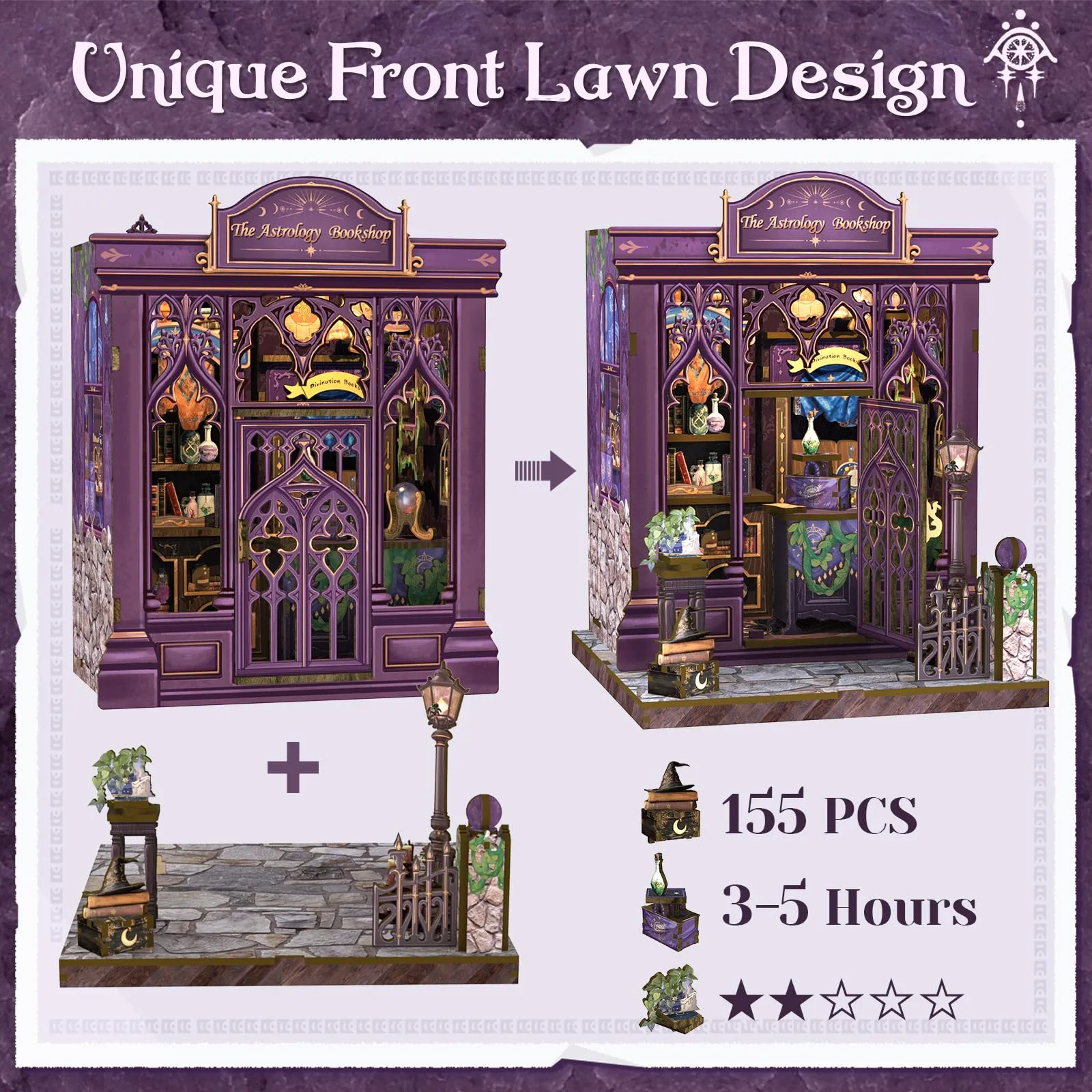 CUTEBEE Book Nook Kit DIY 3D Astrology Bookshop Miniature Diorama with LED Lights - immagine 4