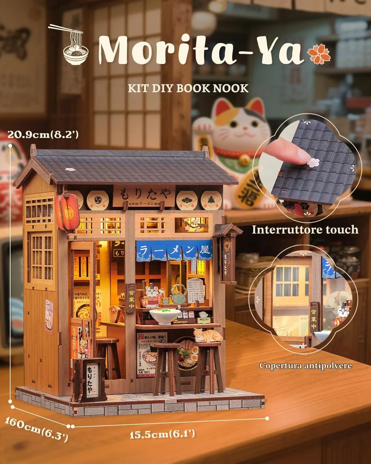 CUTEBEE Book Nook Kit Morita-Ya Japanese Ramen Miniature DIY Wood Model - immagine 2